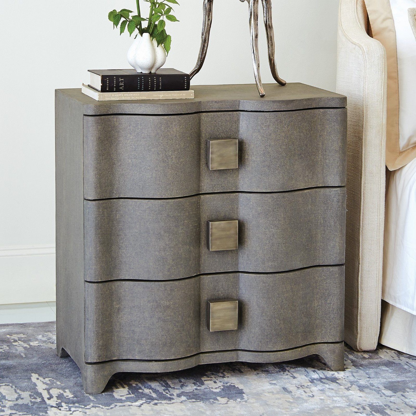 Global Views Toile Linen Bedside Chest - Image 3