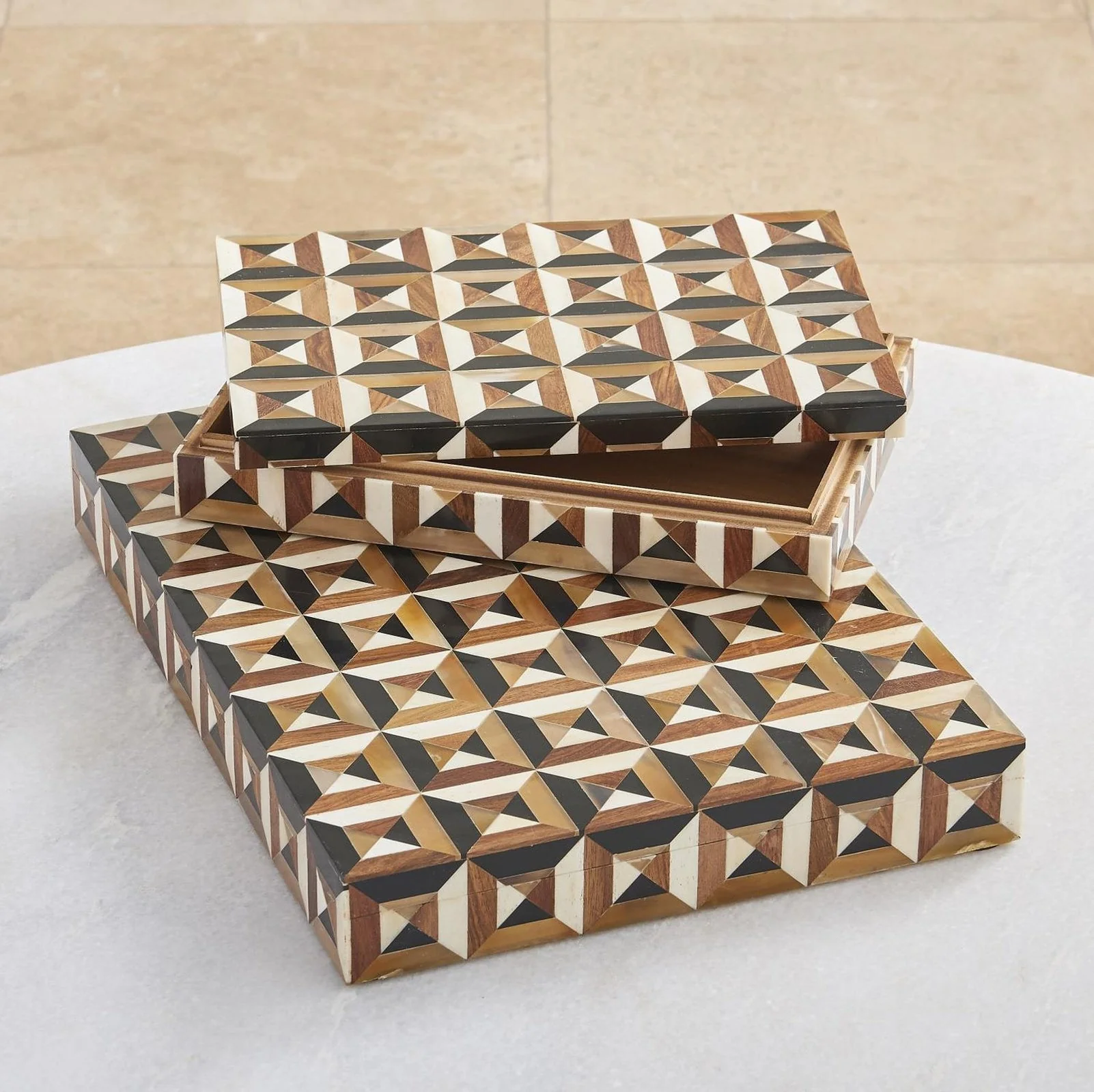 Global Views Triangle Marquetry Box - Image 10