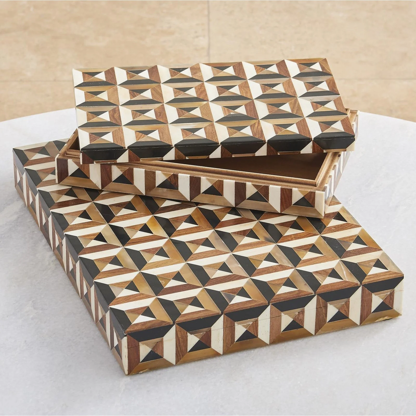 Global Views Triangle Marquetry Box - Image 11