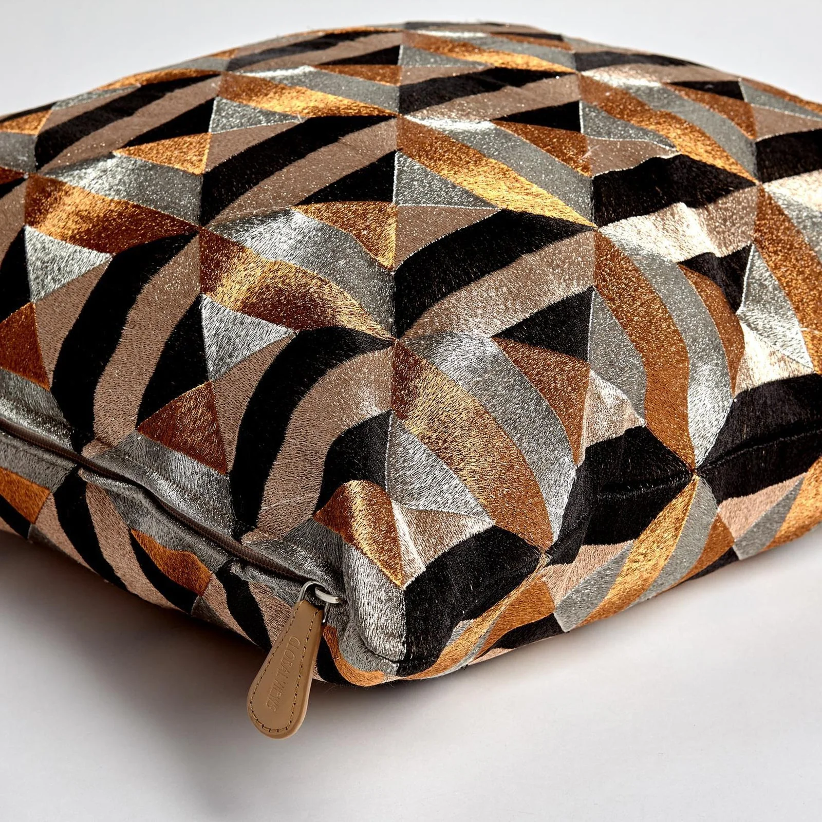 Global Views Triangle Marquetry Pillow - Image 3