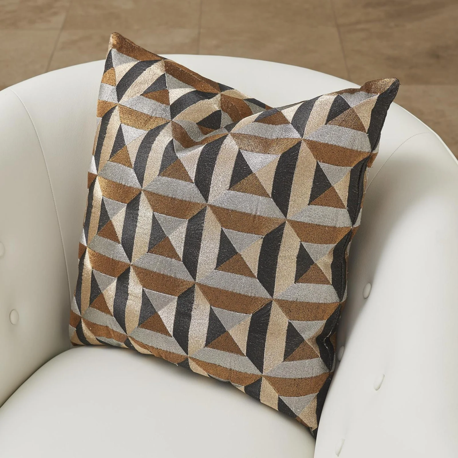 Global Views Triangle Marquetry Pillow - Image 4