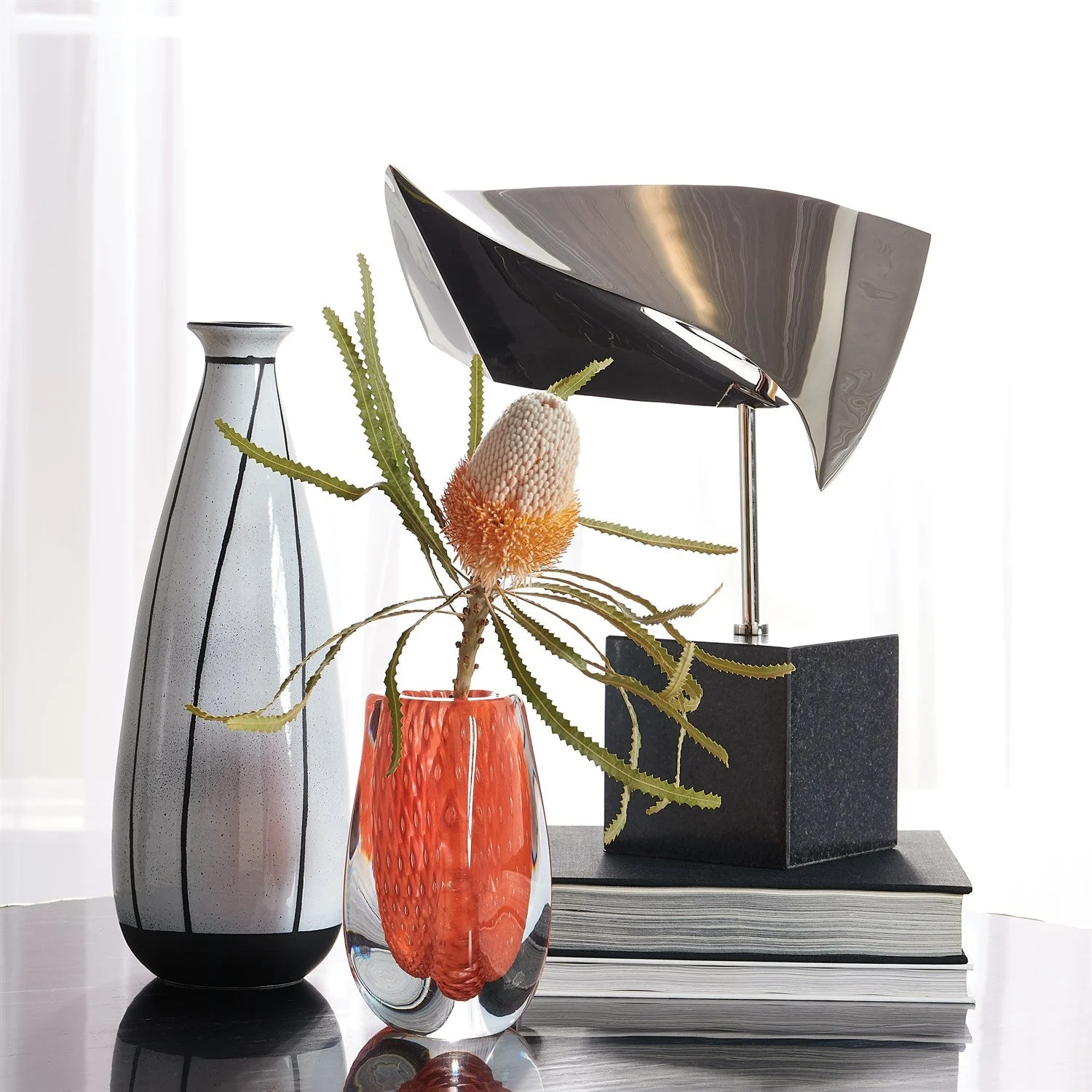 Global Views Triangular Bubbled Vase - Orange - Image 2