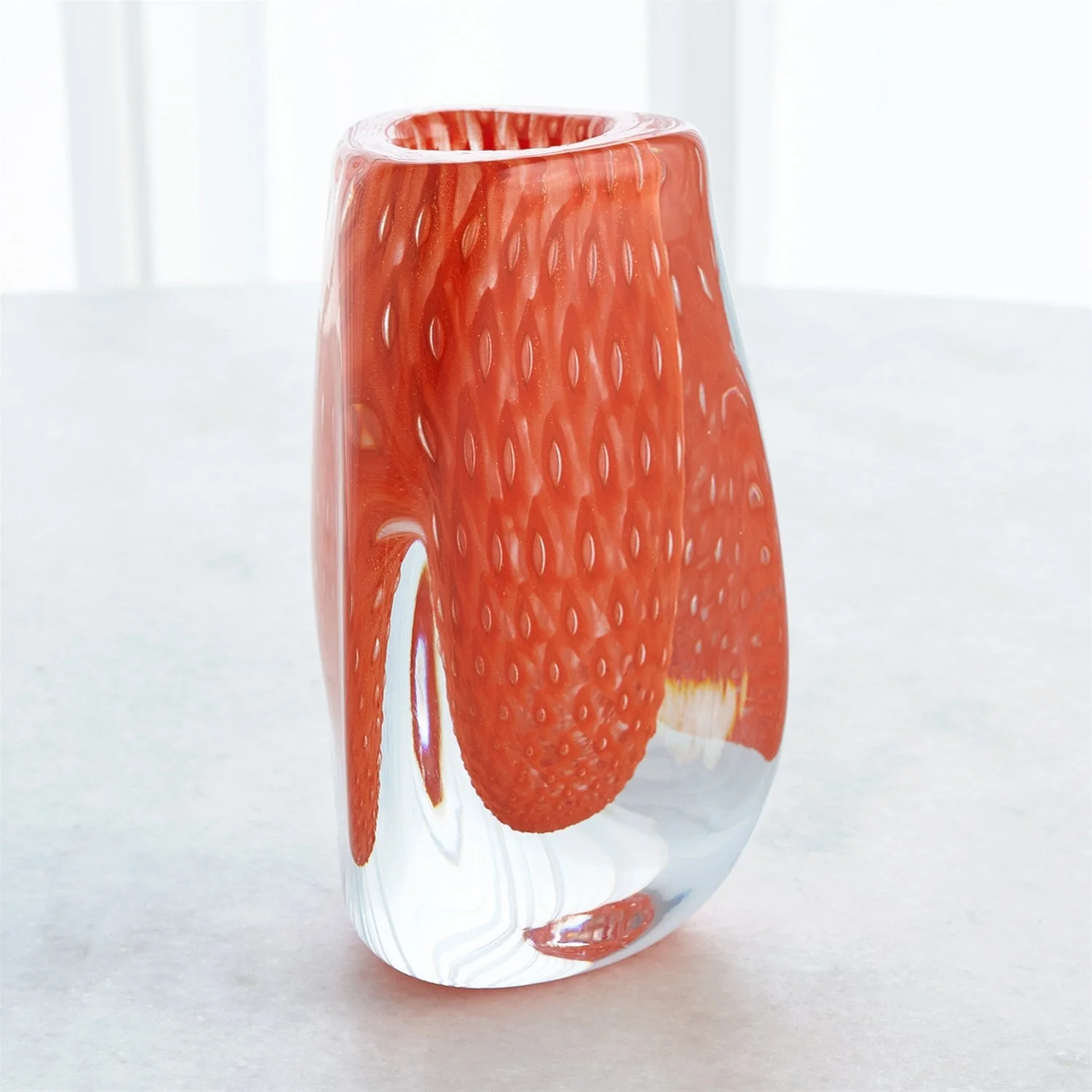Global Views Triangular Bubbled Vase - Orange - Image 3