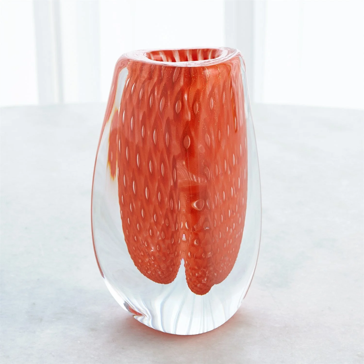 Global Views Triangular Bubbled Vase - Orange - Image 4
