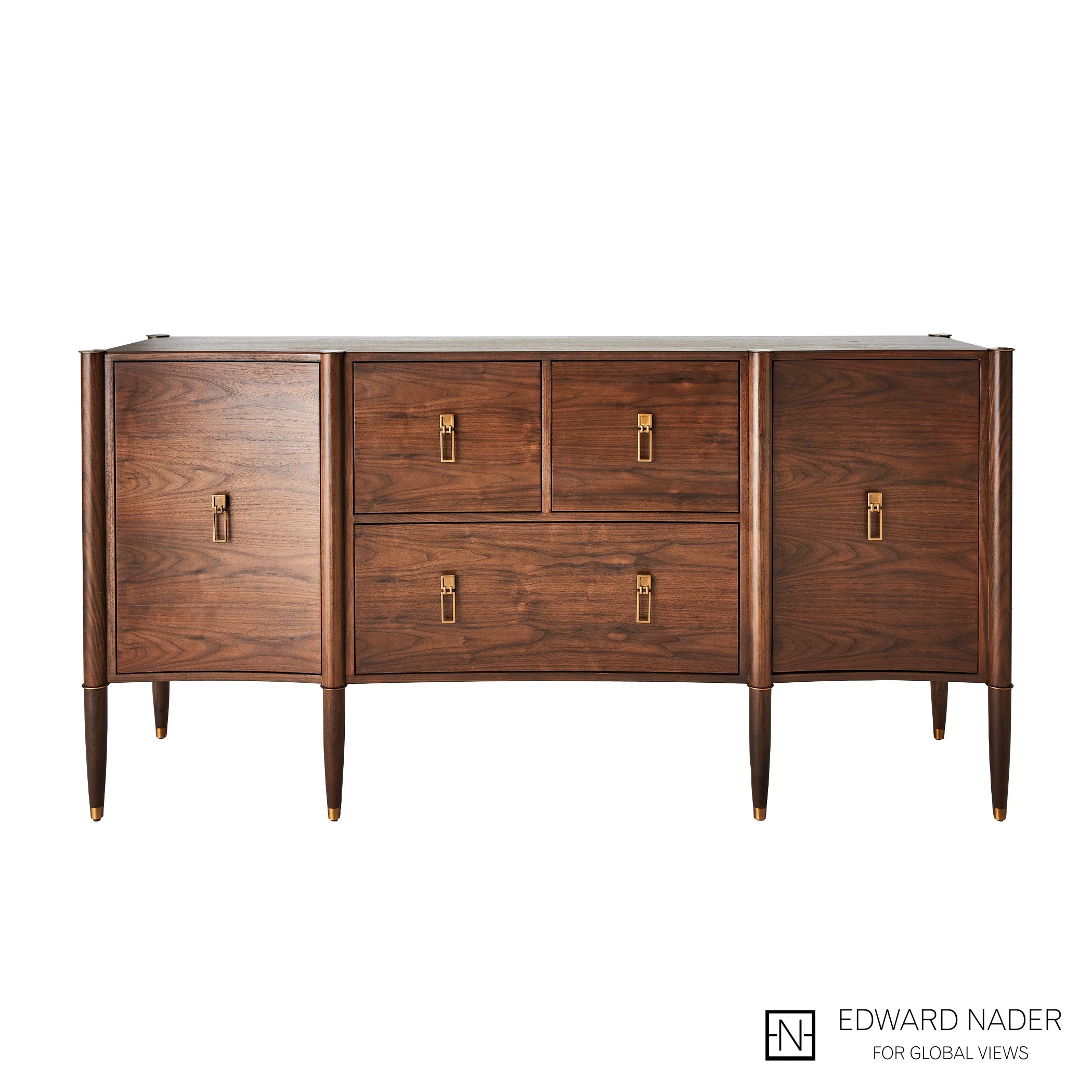 Global Views Triple Curve Cabinet Walnut - Image 16