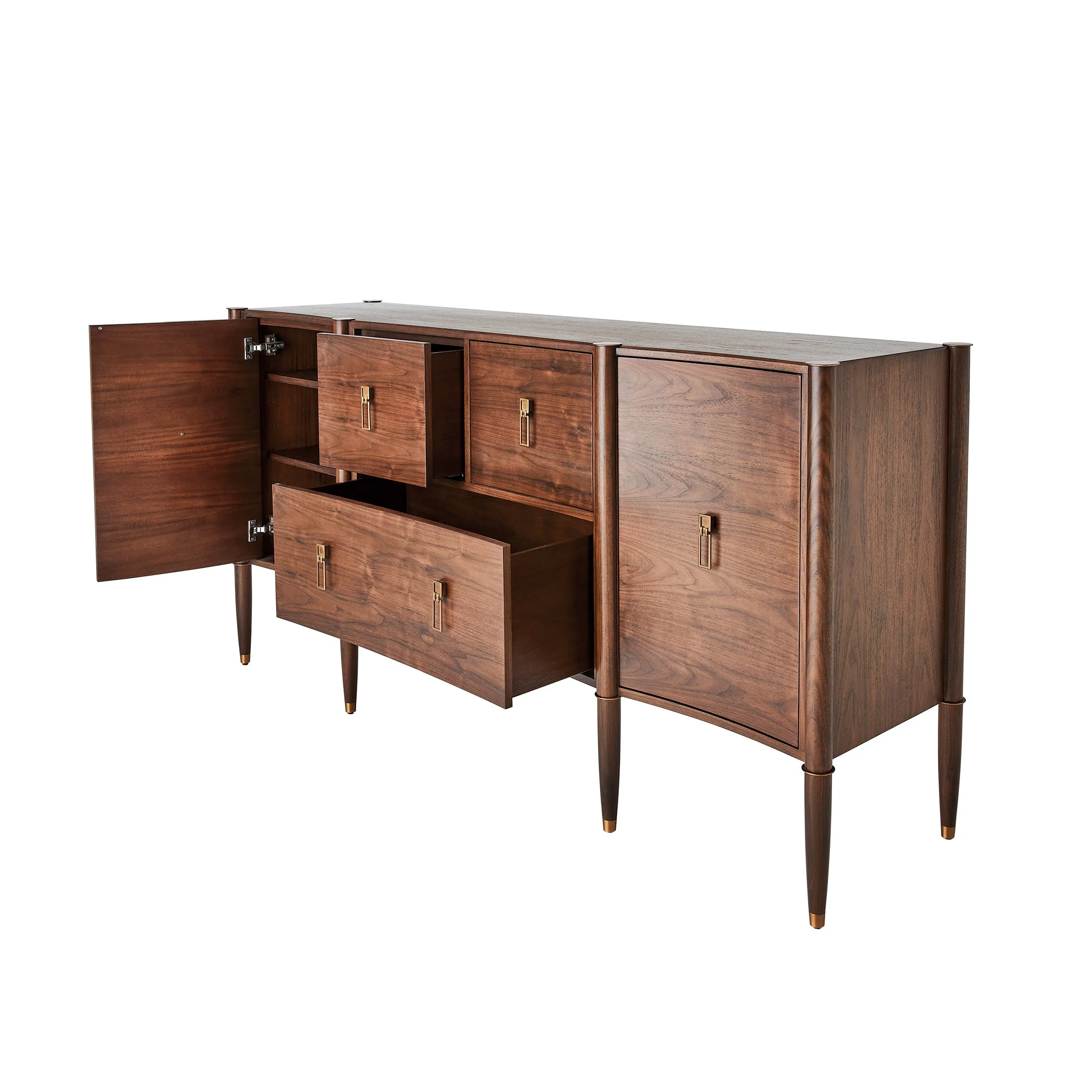 Global Views Triple Curve Cabinet Walnut - Image 5