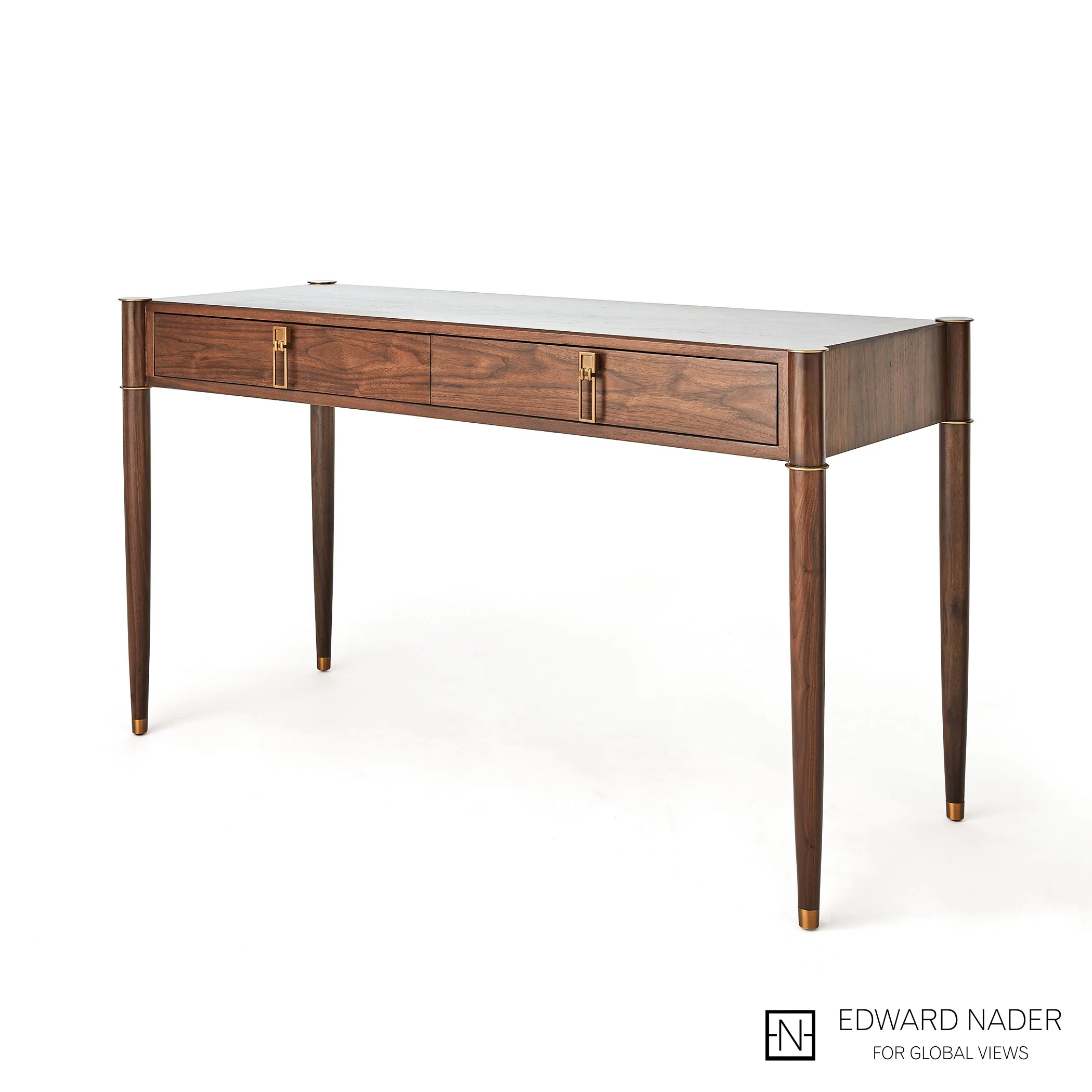 Global Views Triple Curve Desk Walnut - Image 2