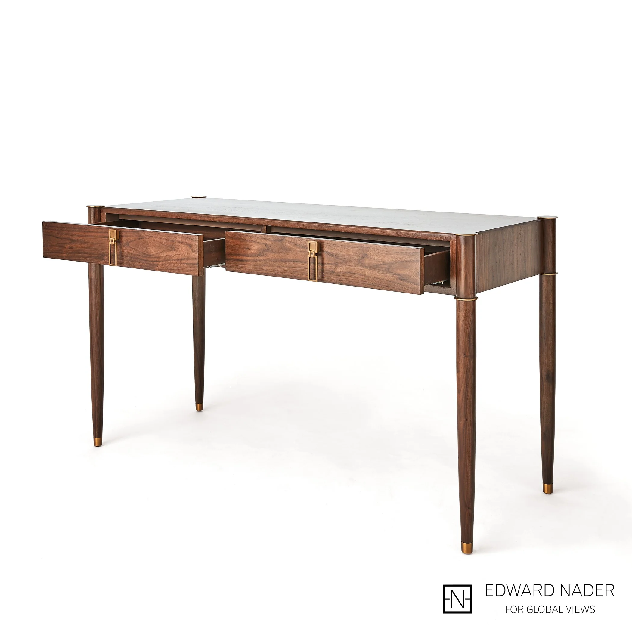 Global Views Triple Curve Desk Walnut - Image 3
