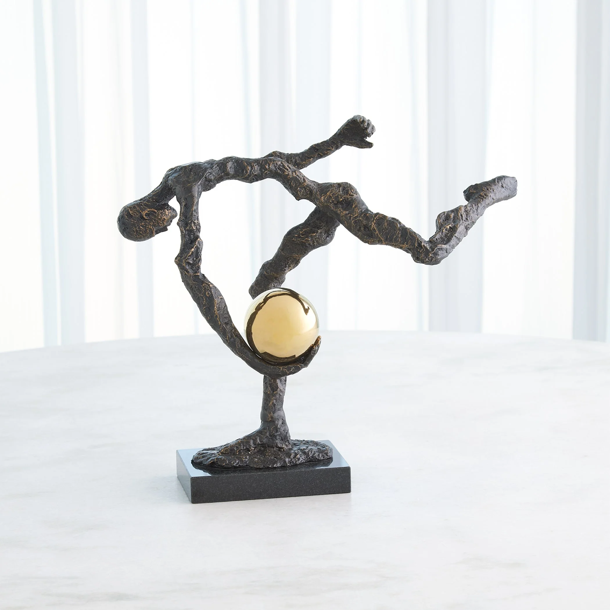 Global Views Tripped Up Sculpture Bronze w/ Brass Sphere - Image 4