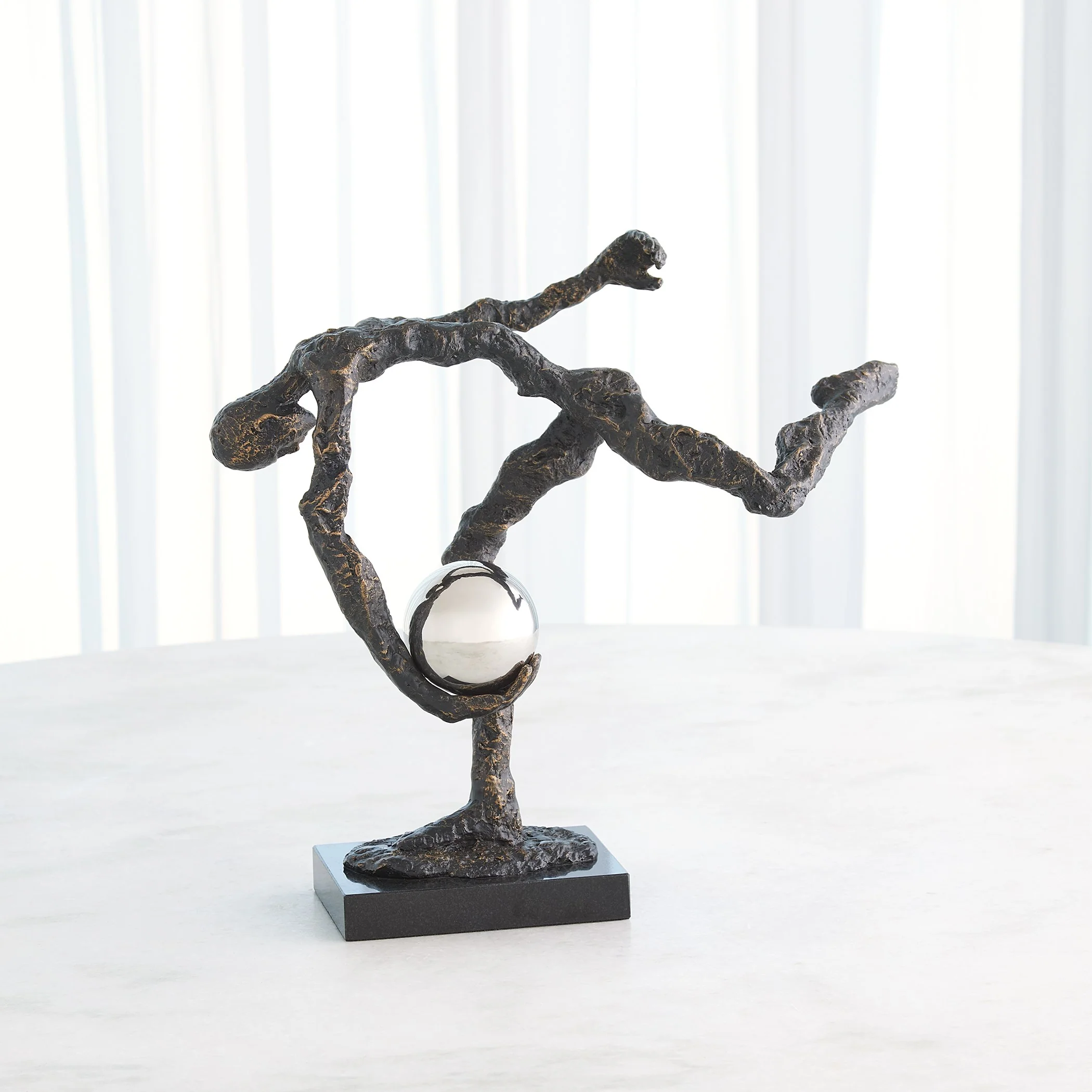 Global Views Tripped Up Sculpture Bronze w/Nickel Sphere - Image 4