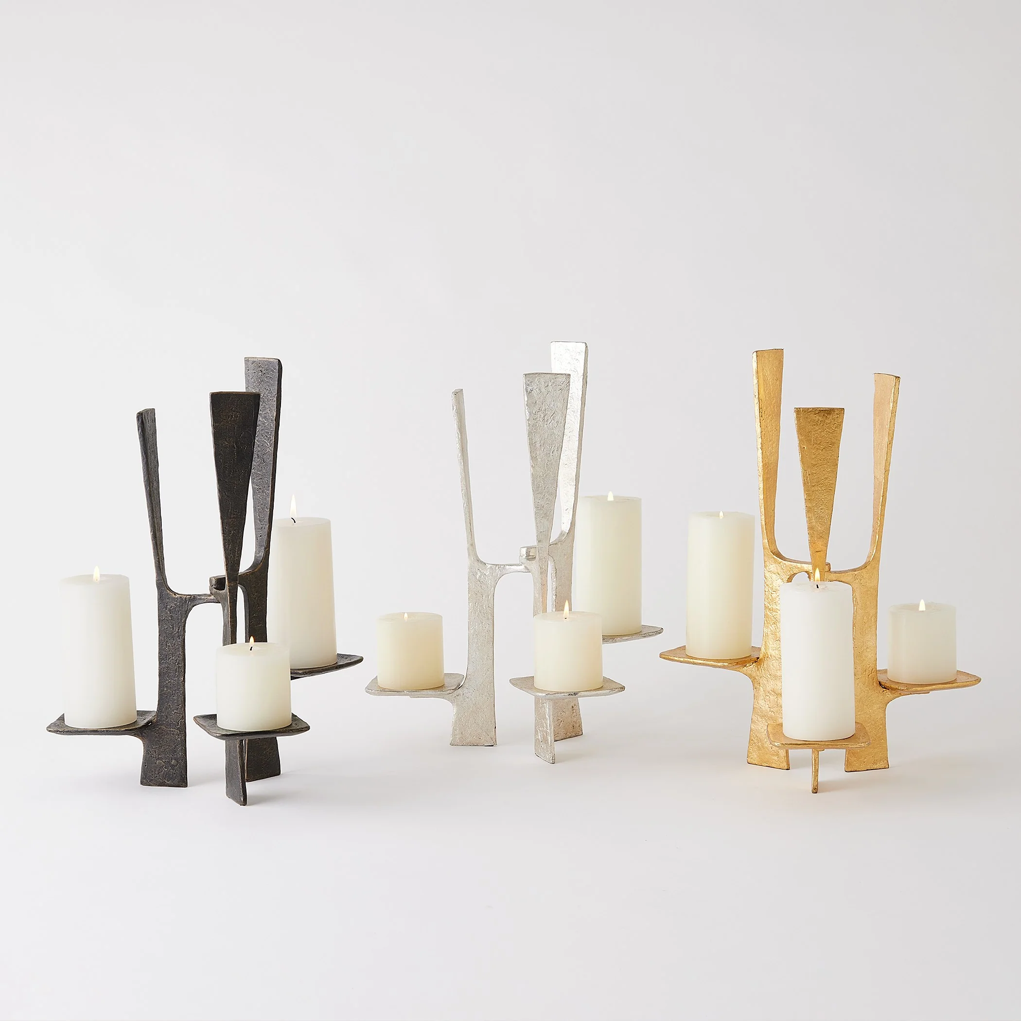 Global Views Triune Candleholder Gold Leaf - Image 3
