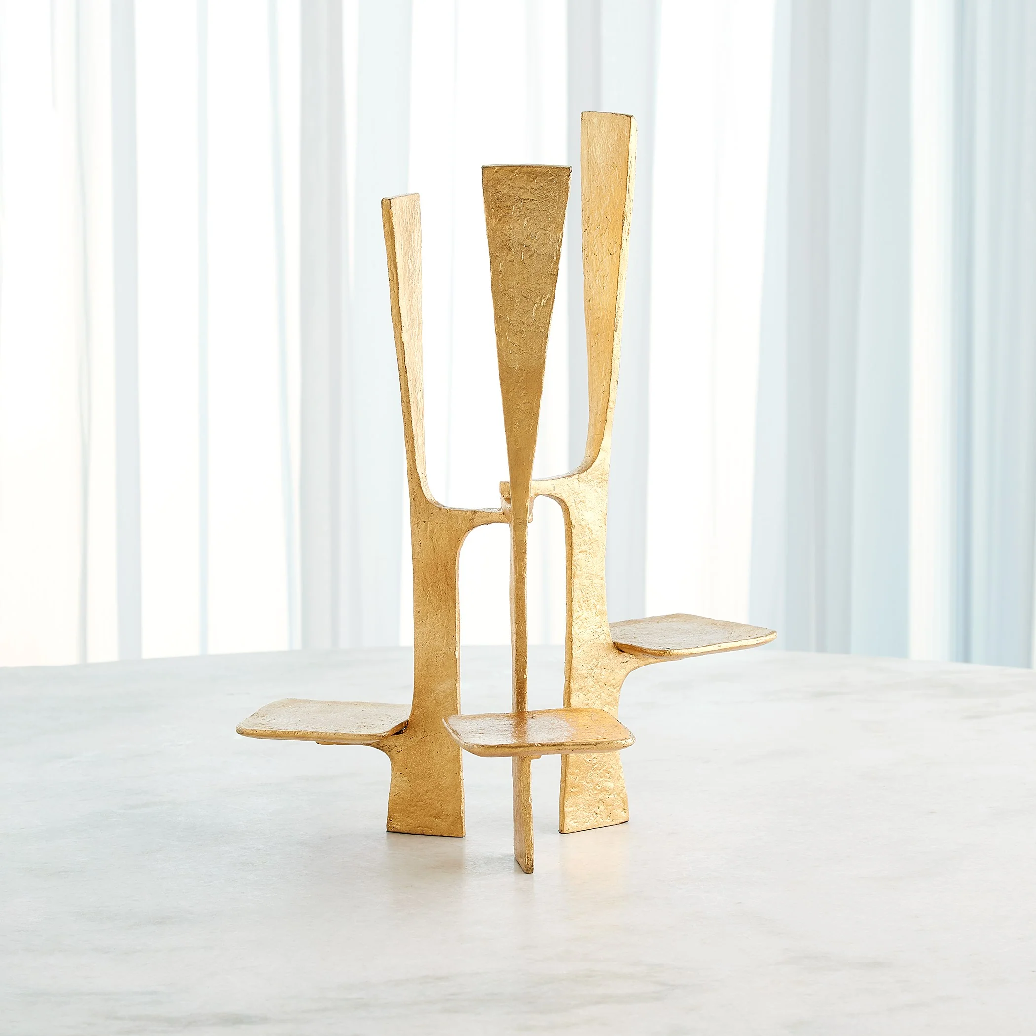 Global Views Triune Candleholder Gold Leaf - Image 4