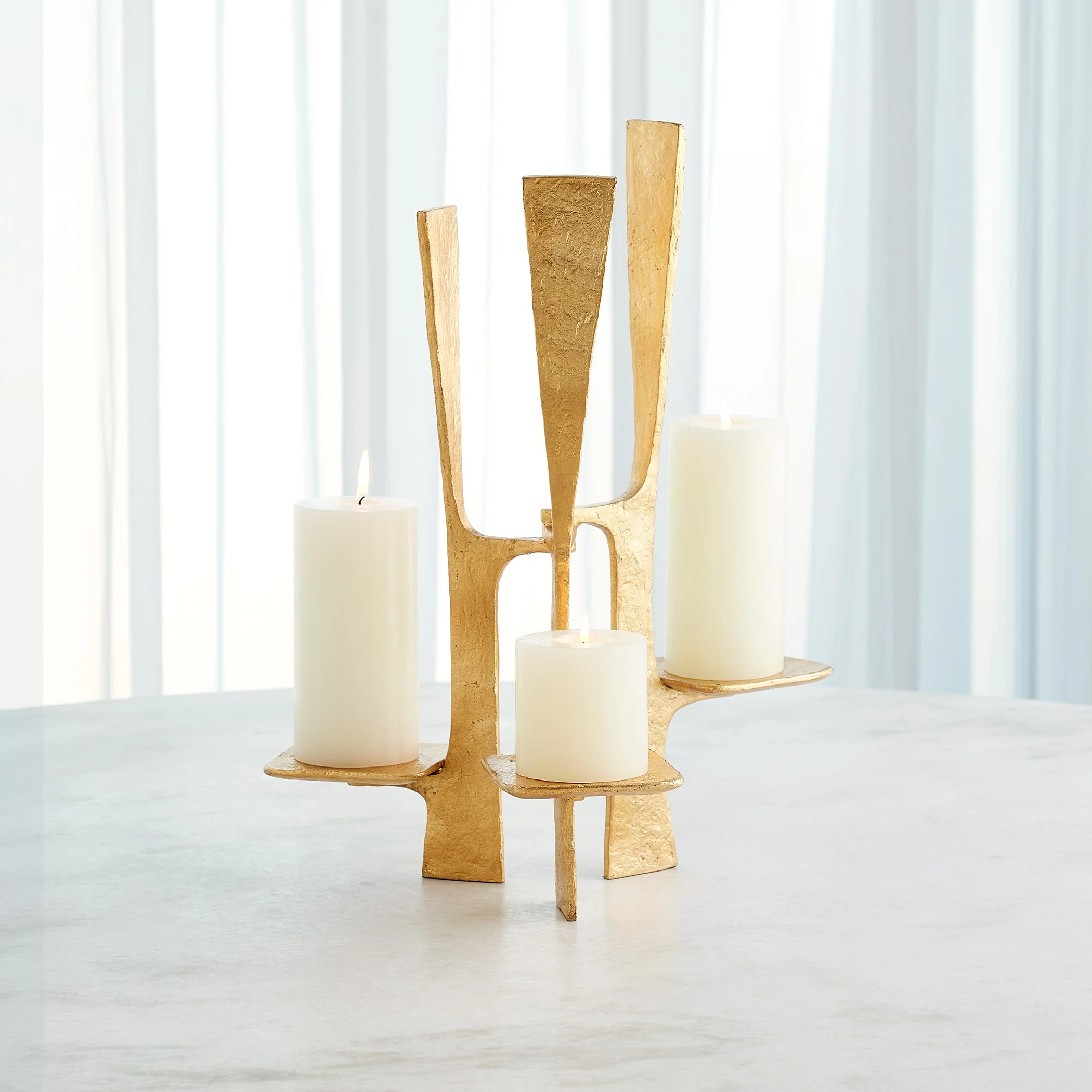 Global Views Triune Candleholder Gold Leaf - Image 5