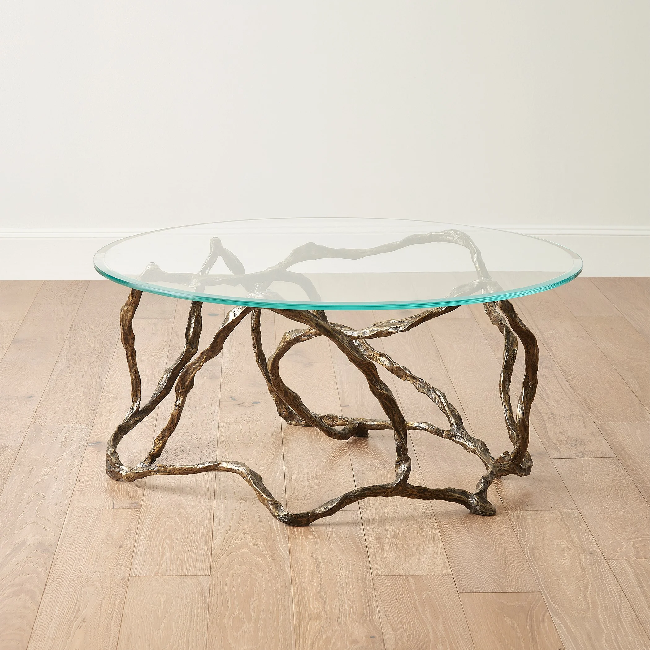Global Views Twistwood Cocktail Table-Antique Brass - Image 3