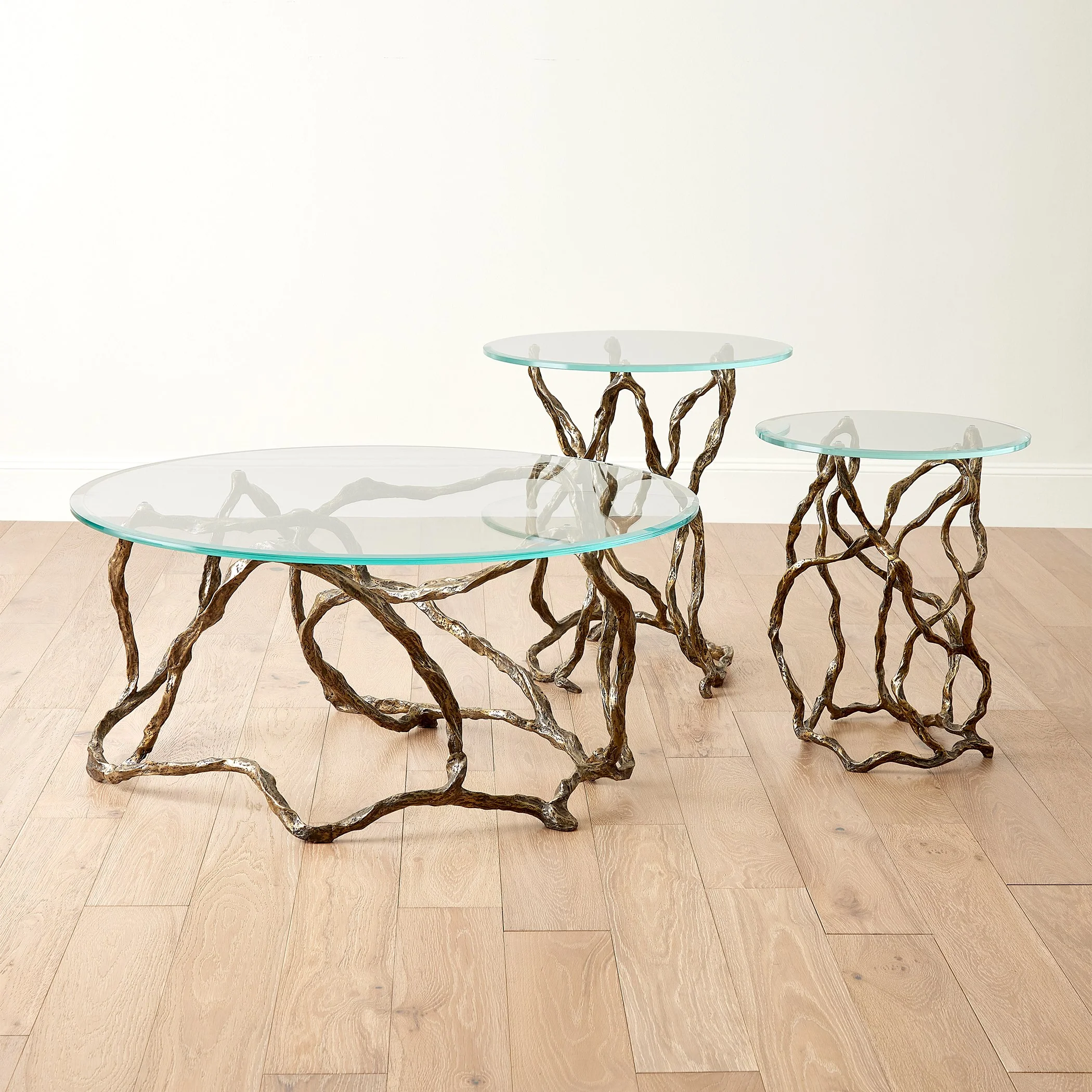 Global Views Twistwood Cocktail Table-Antique Brass - Image 4