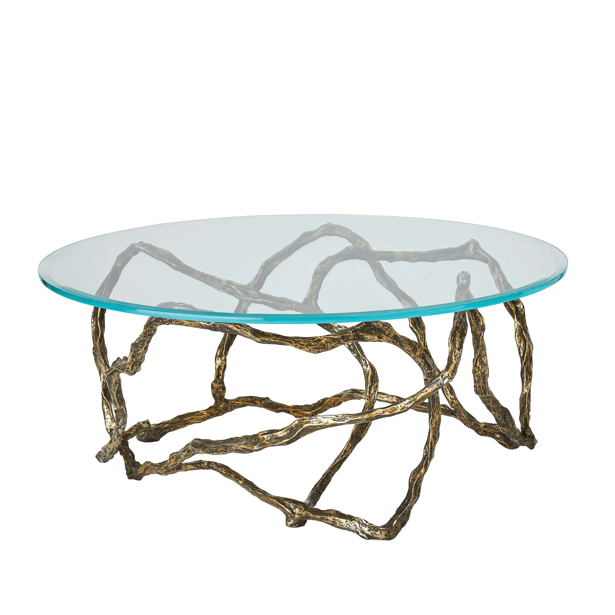Global Views Twistwood Cocktail Table-Antique Brass - Image 9
