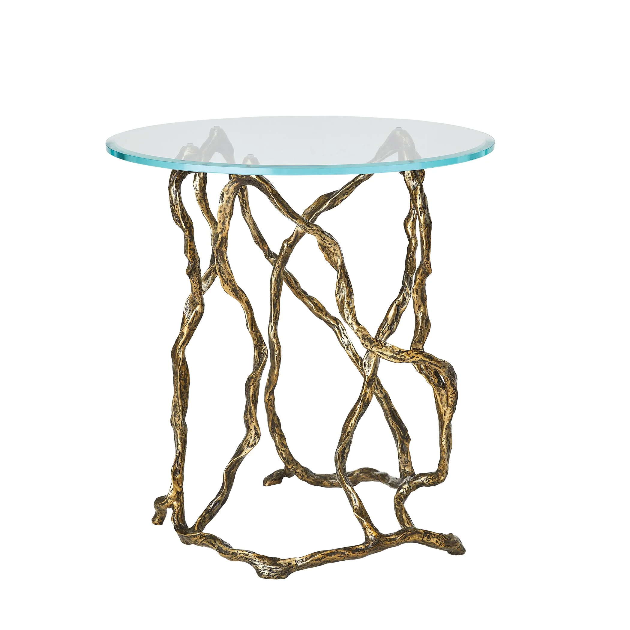 Global Views Twistwood Side Table-Antique Brass - Image 5
