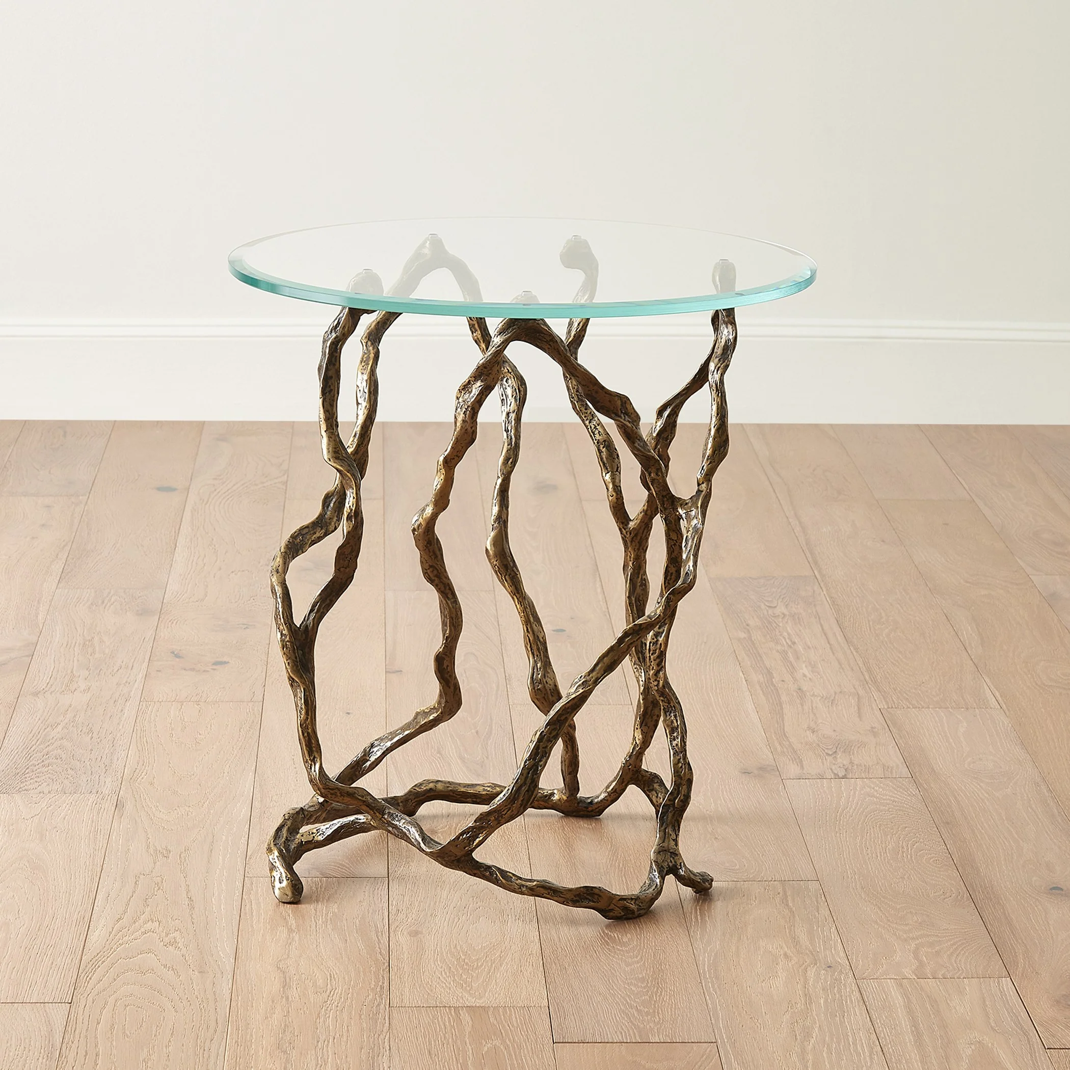 Global Views Twistwood Side Table-Antique Brass - Image 6