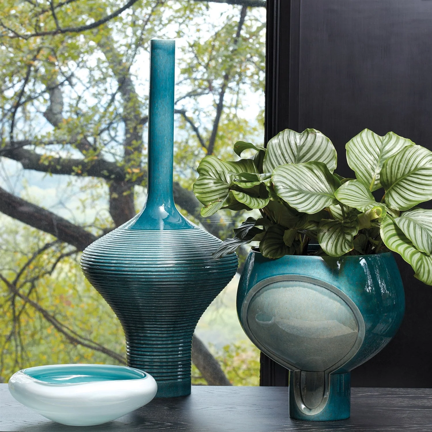 Global Views Two Tone Pod Vase - Azure - Image 2