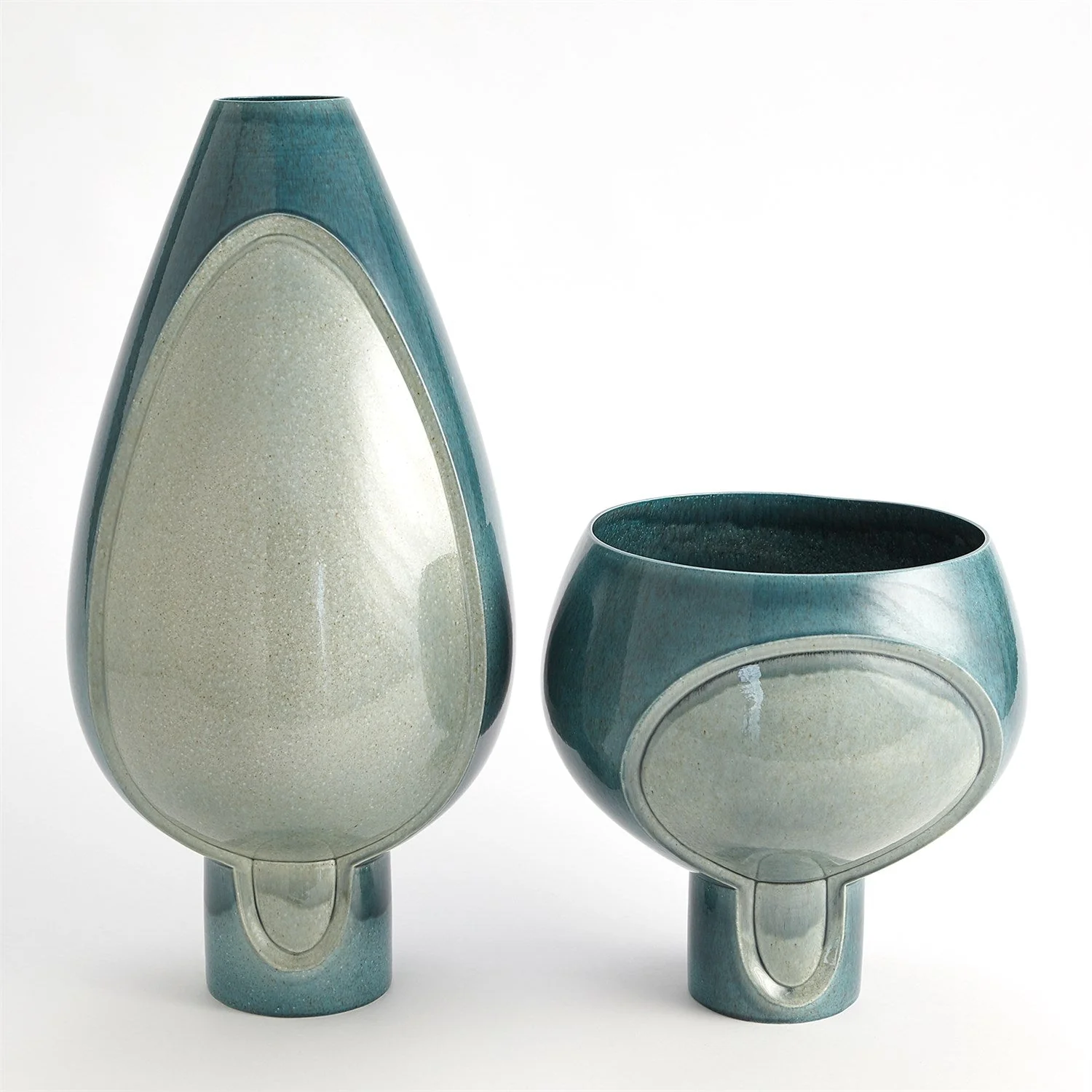 Global Views Two Tone Pod Vase - Azure - Image 3