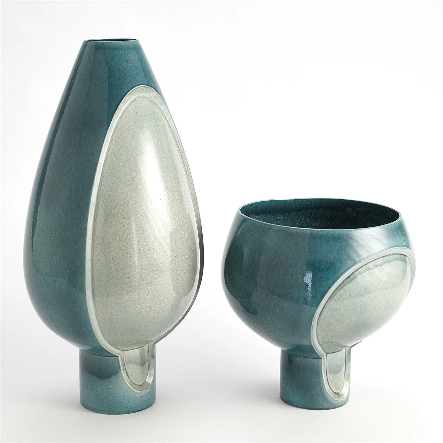 Global Views Two Tone Pod Vase - Azure - Image 4