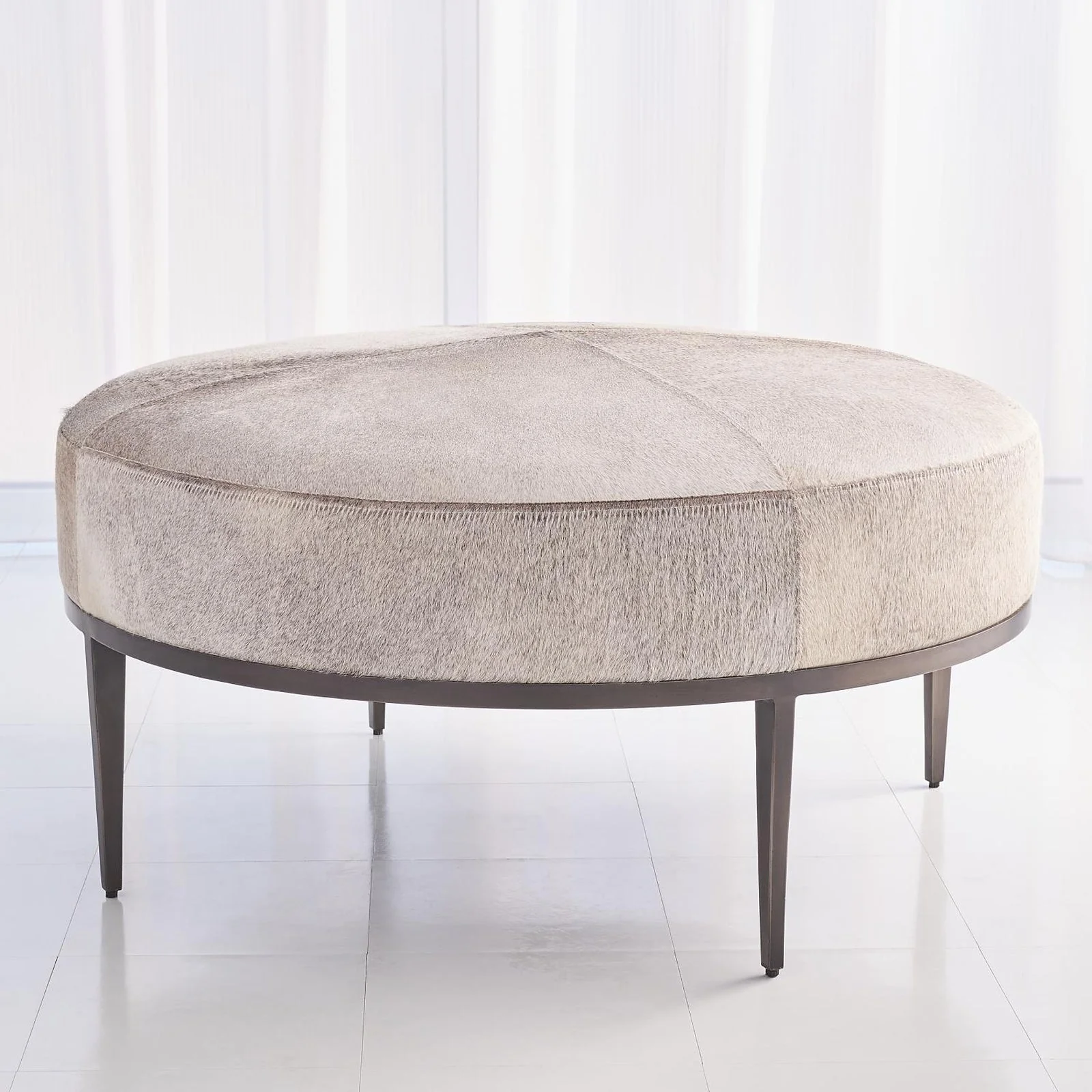 Global Views Urban Ottoman with Hair-on-Hide - Image 2