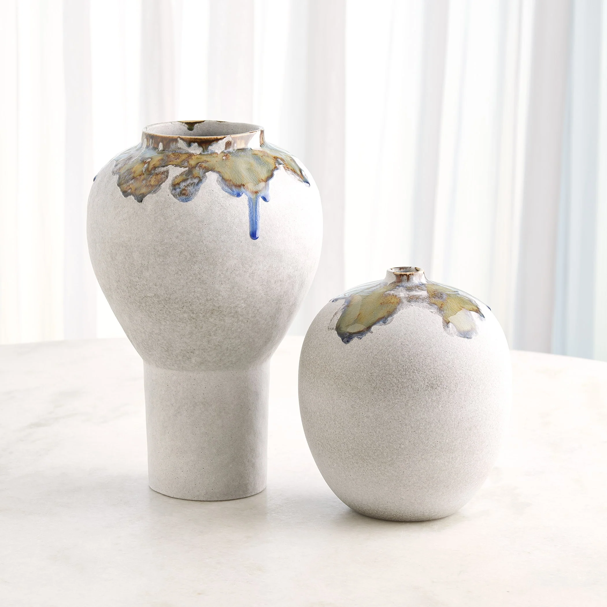 Global Views Volcan Grey/Reactive Green Vases - Image 5