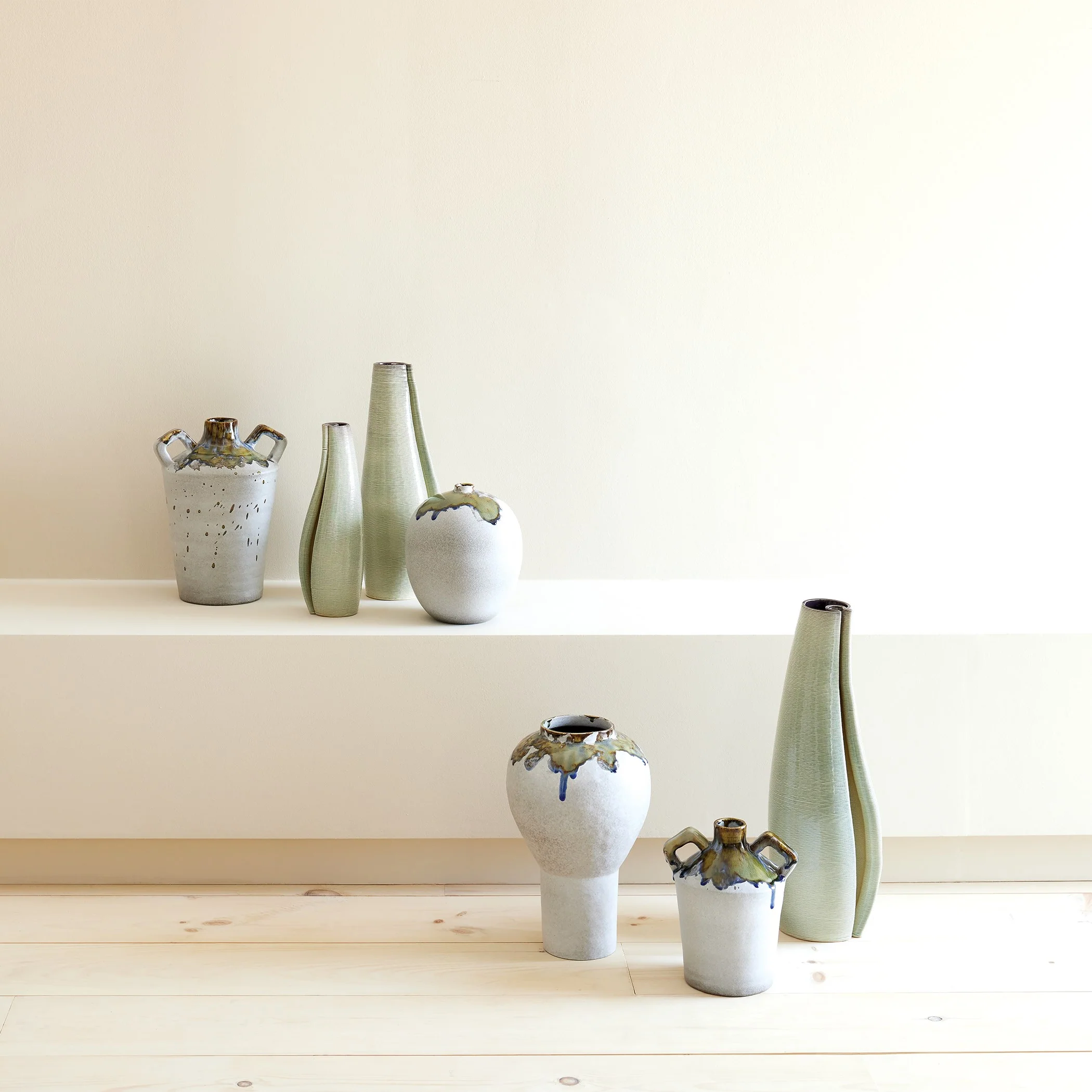 Global Views Volcan Grey/Reactive Green Vases - Image 7