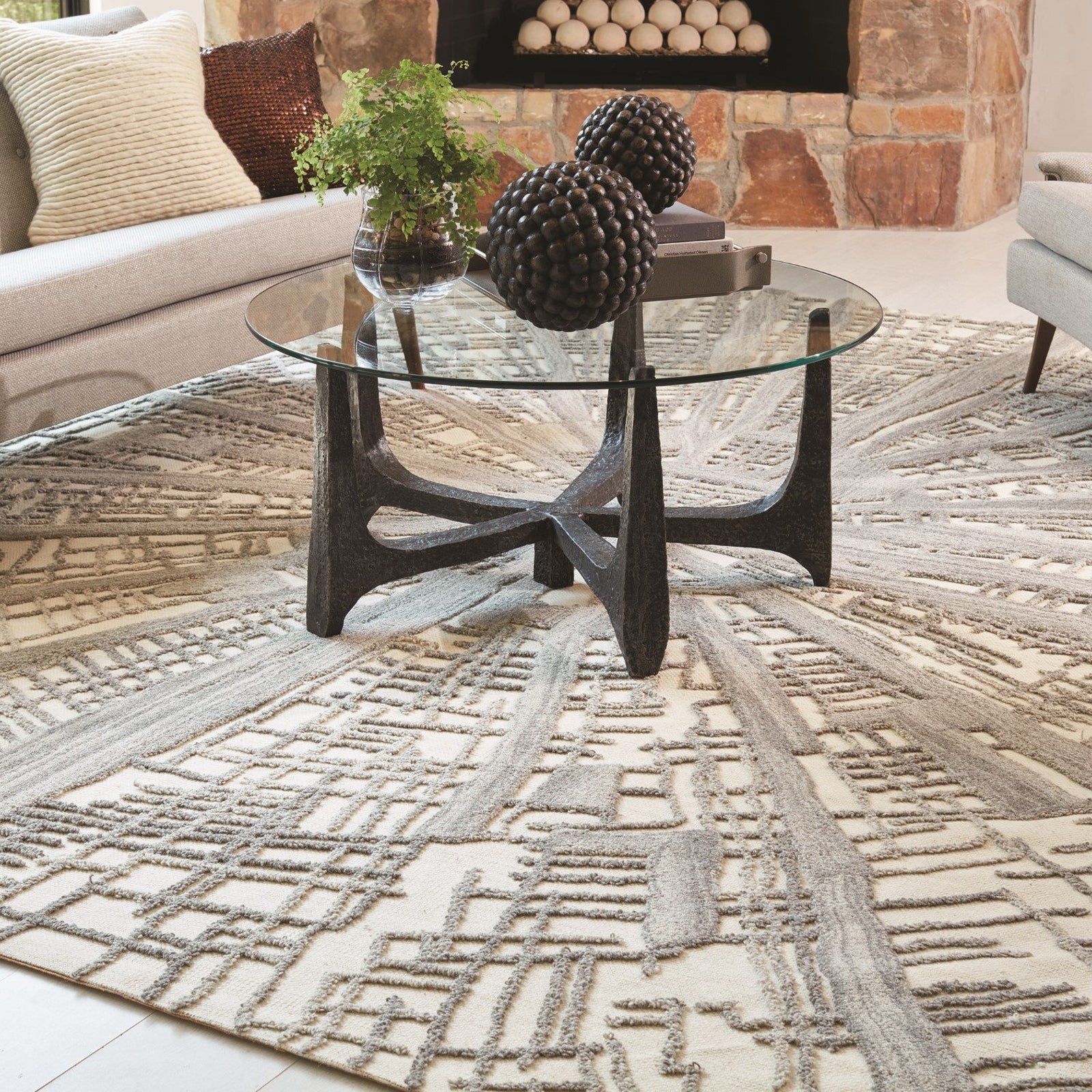 Global Views Vortex Rug-Ivory/Natural/Grey - Image 2
