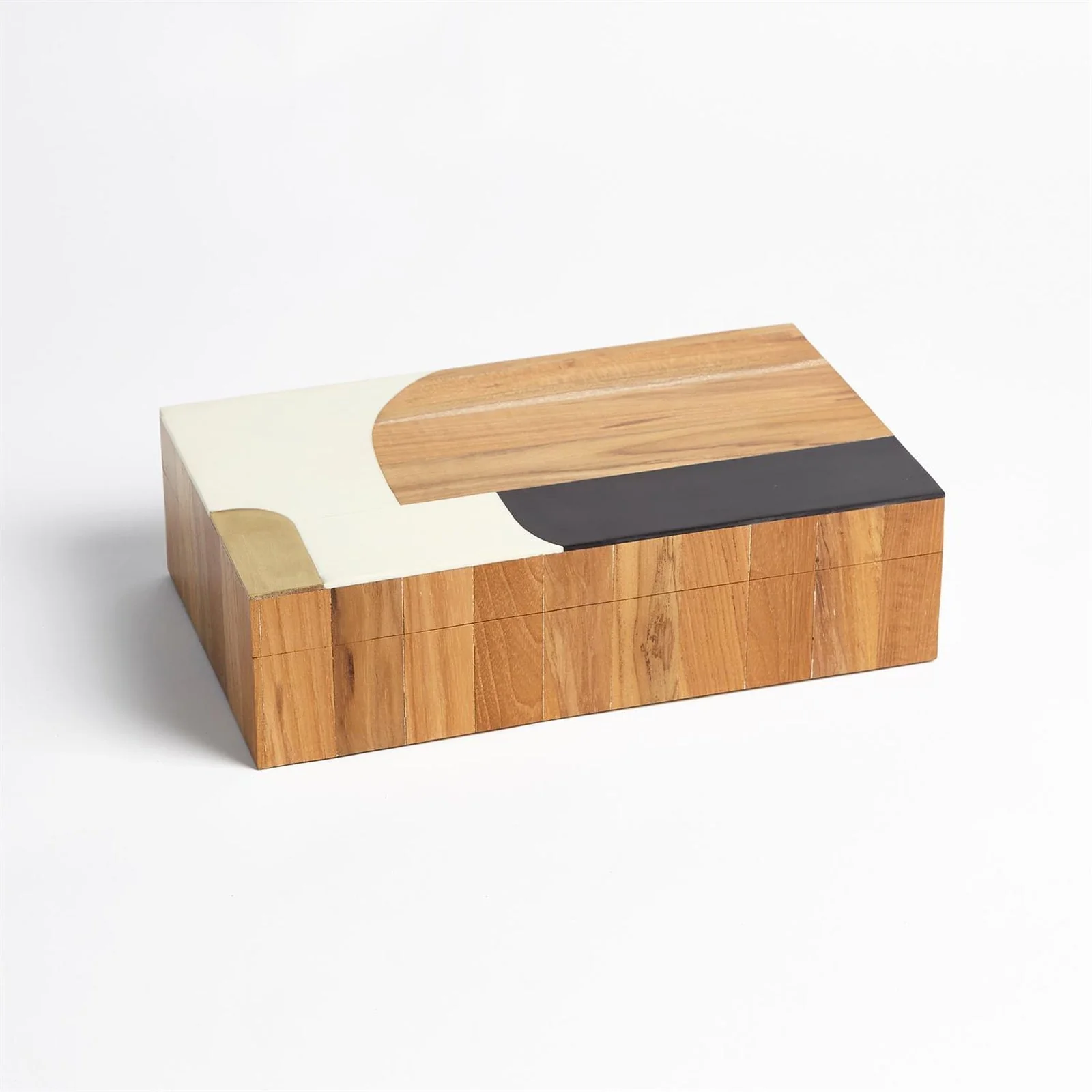 Global Views Wooden Inlaid Box-Black/Ivory - Image 2