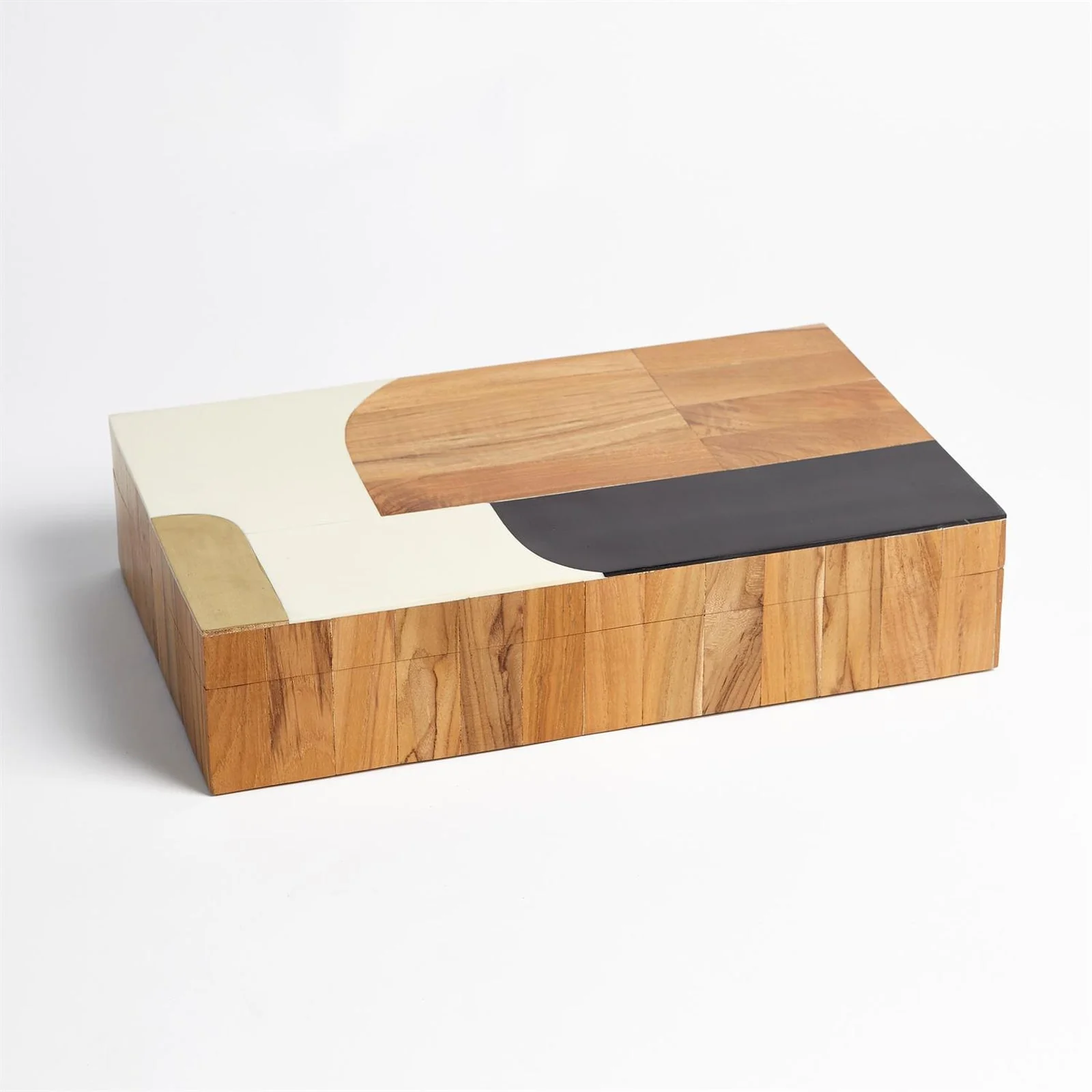 Global Views Wooden Inlaid Box-Black/Ivory - Image 3