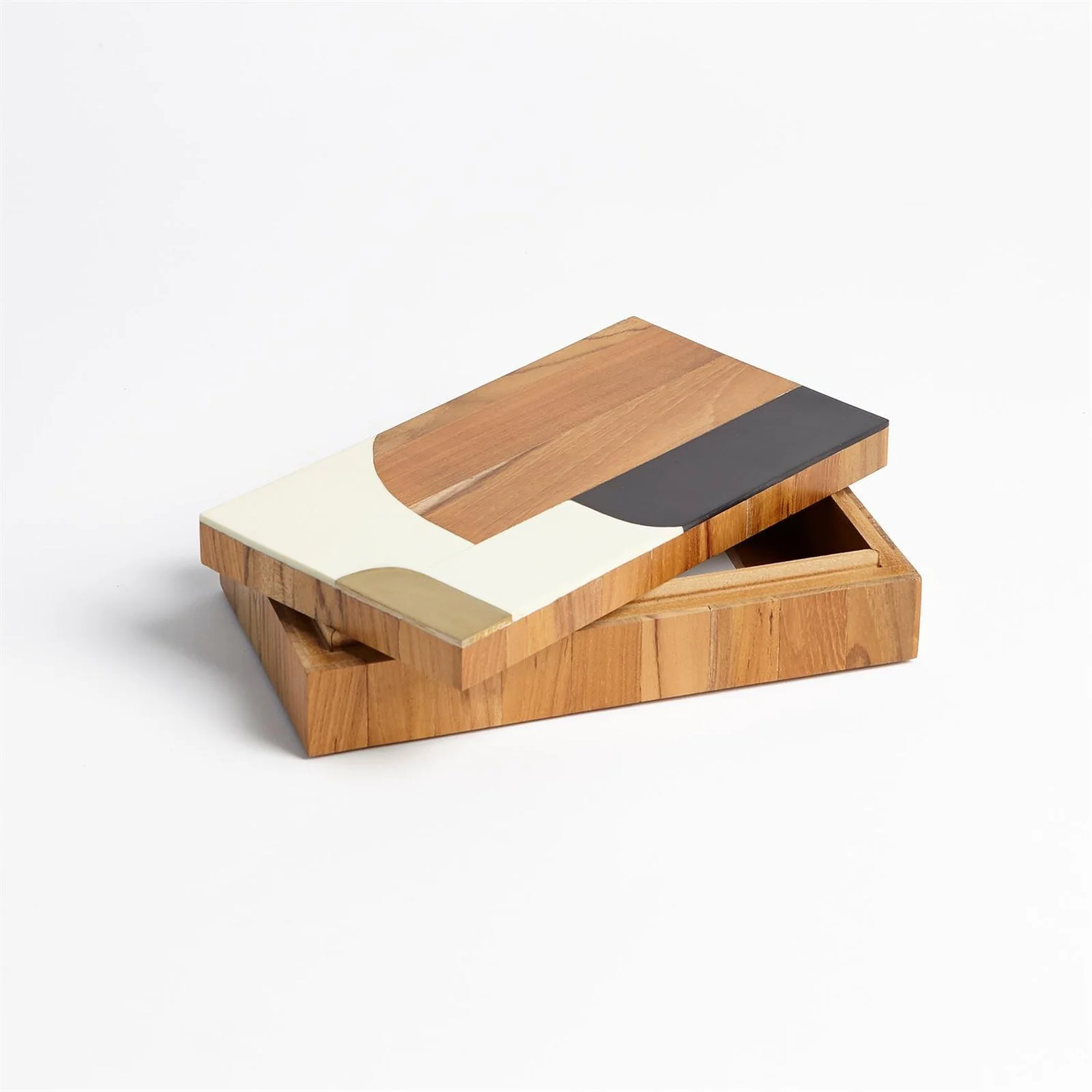 Global Views Wooden Inlaid Box-Black/Ivory - Image 4