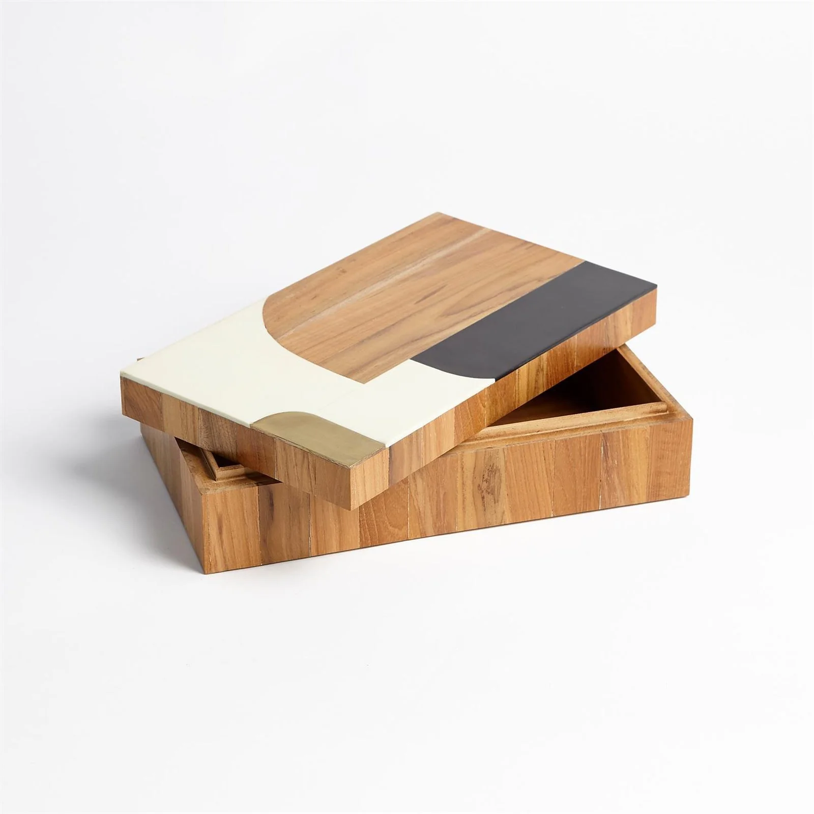 Global Views Wooden Inlaid Box-Black/Ivory - Image 5