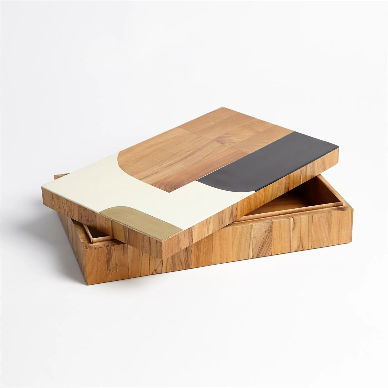 Global Views Wooden Inlaid Box-Black/Ivory - Image 6