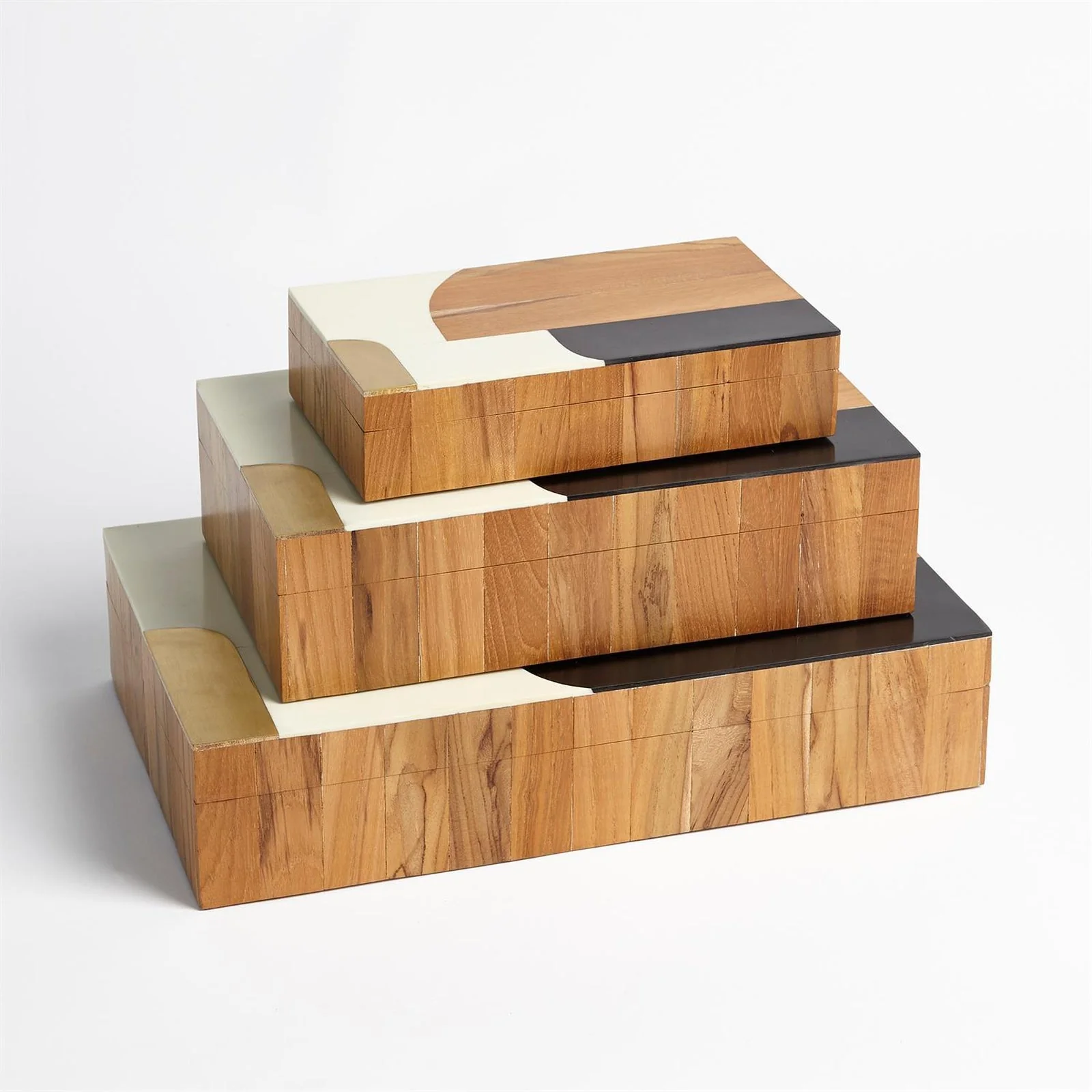 Global Views Wooden Inlaid Box-Black/Ivory - Image 7