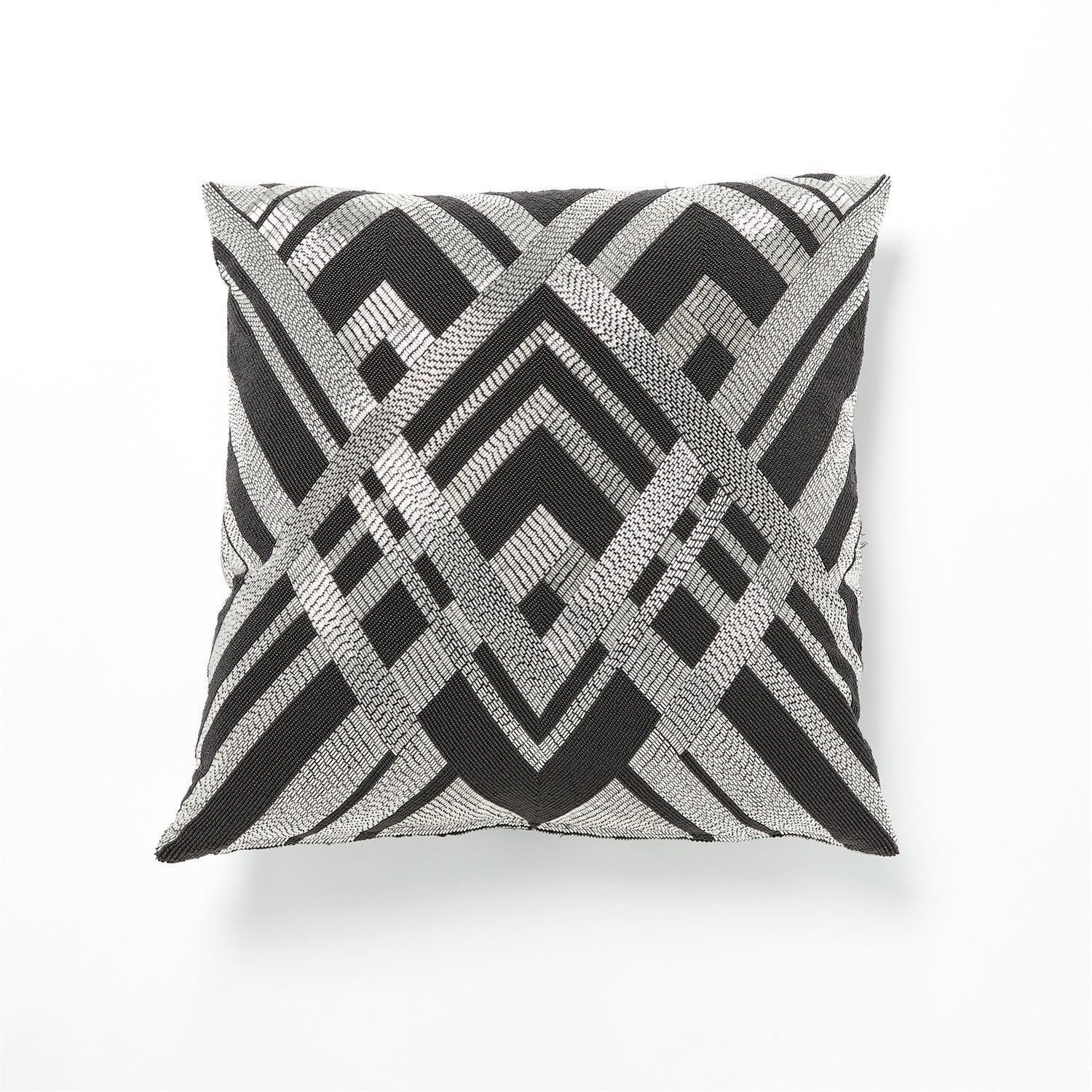 Global Views Woven Lines Pillow - Black/Silver Clearance - Image 3