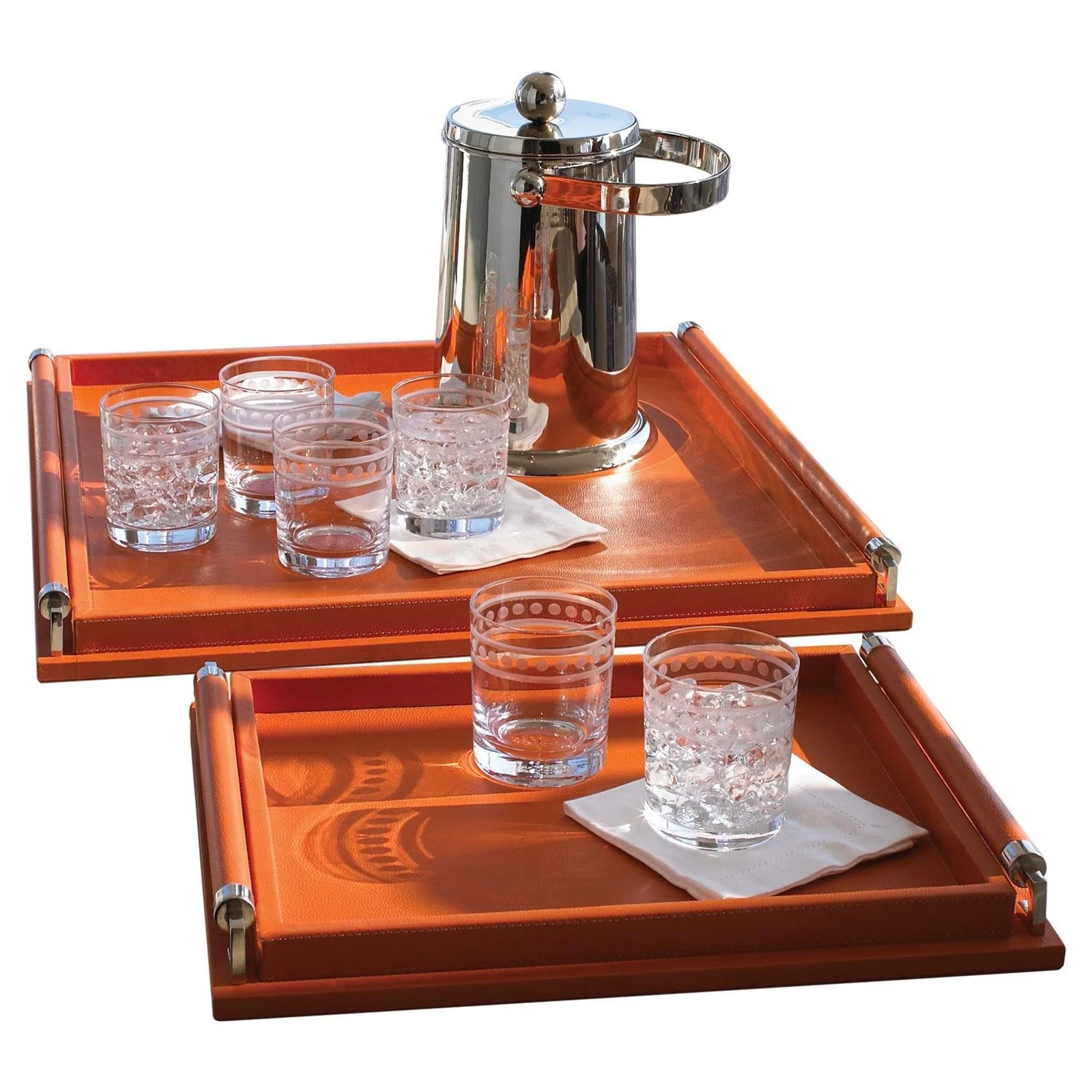 Global Views Wrapped Handle Leather Tray - Image 2