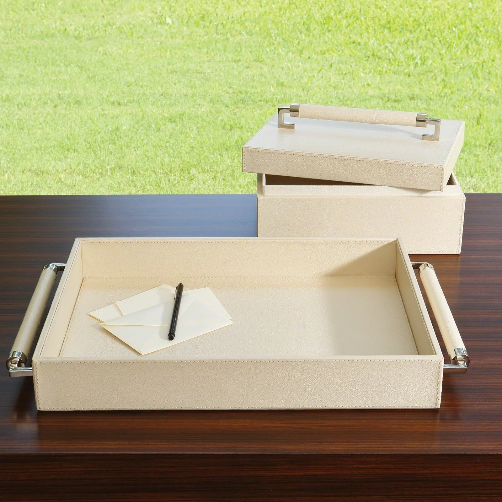Global Views Wrapped Leather Handle Box - Image 4