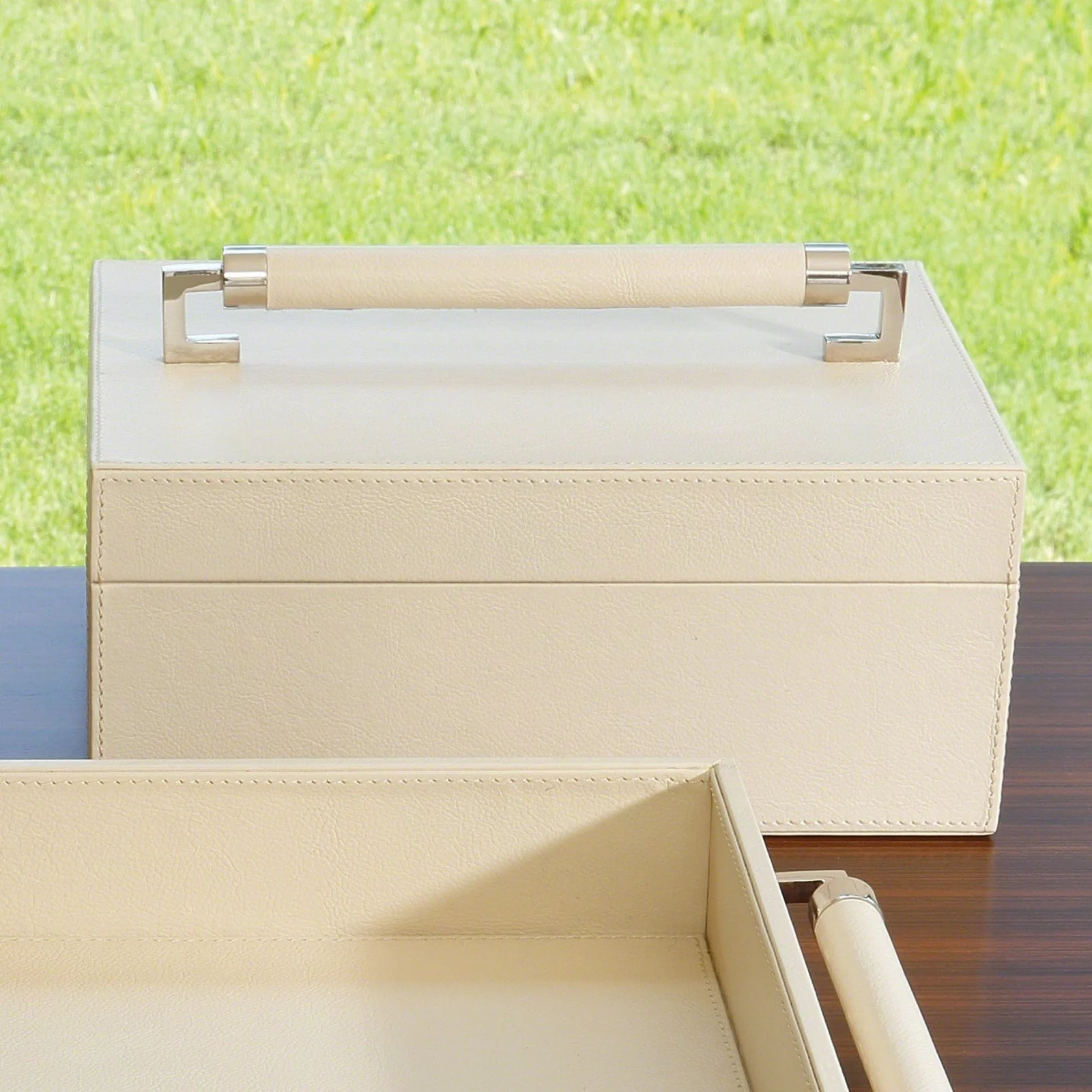 Global Views Wrapped Leather Handle Box - Image 5