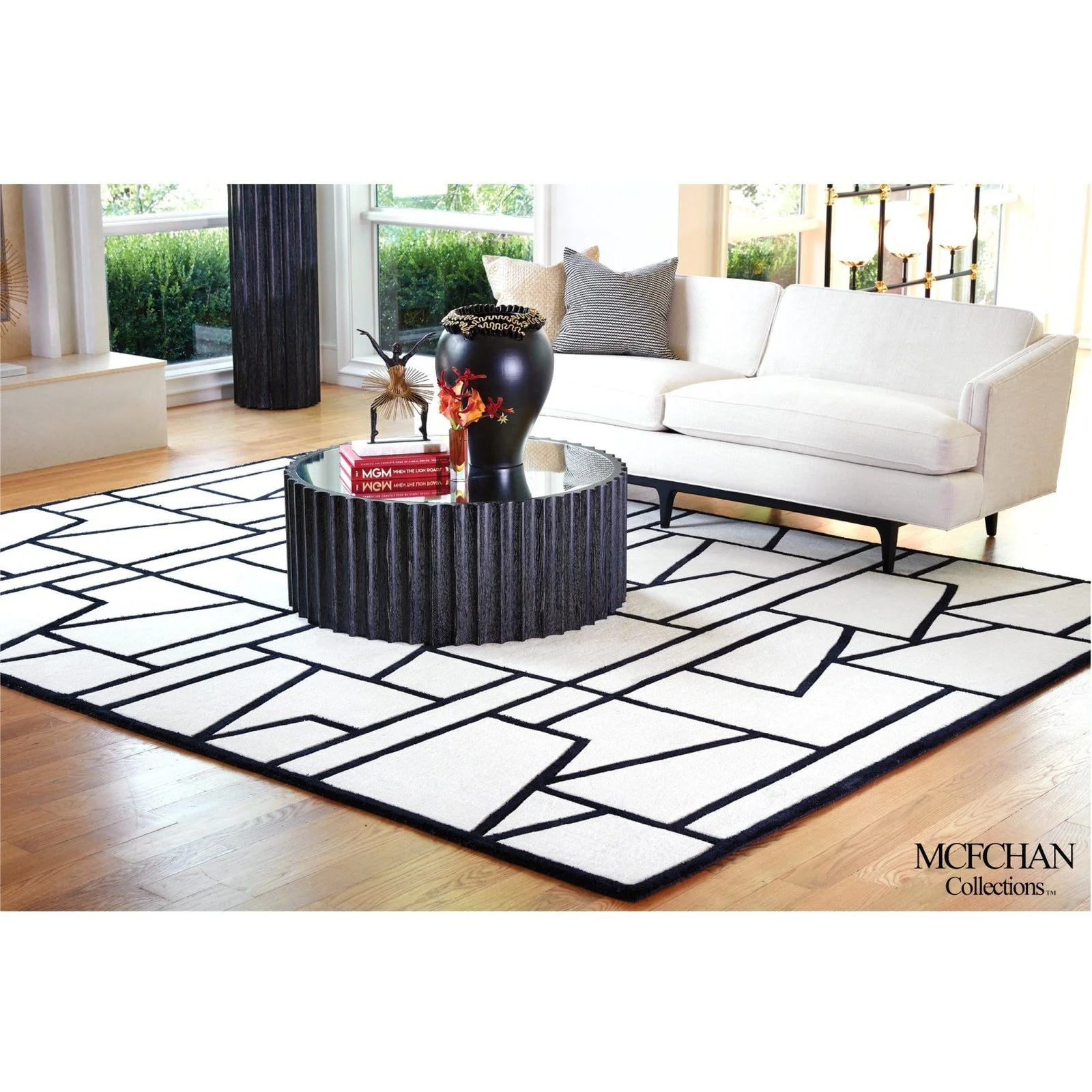 Global Views Zig Zag Rug-Ivory/Black - Image 2