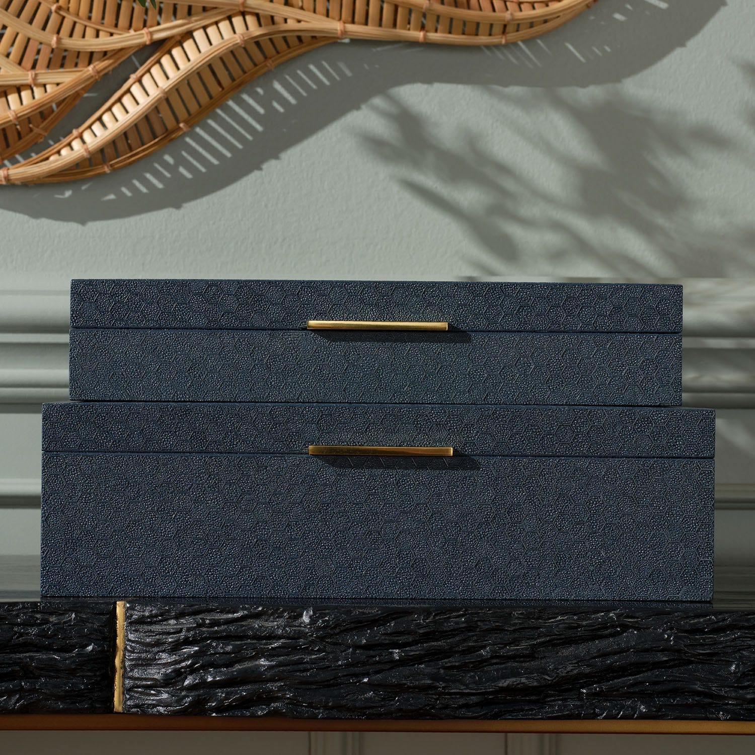 Grayson Faux Shagreen Box - Set of 2 - Image 11