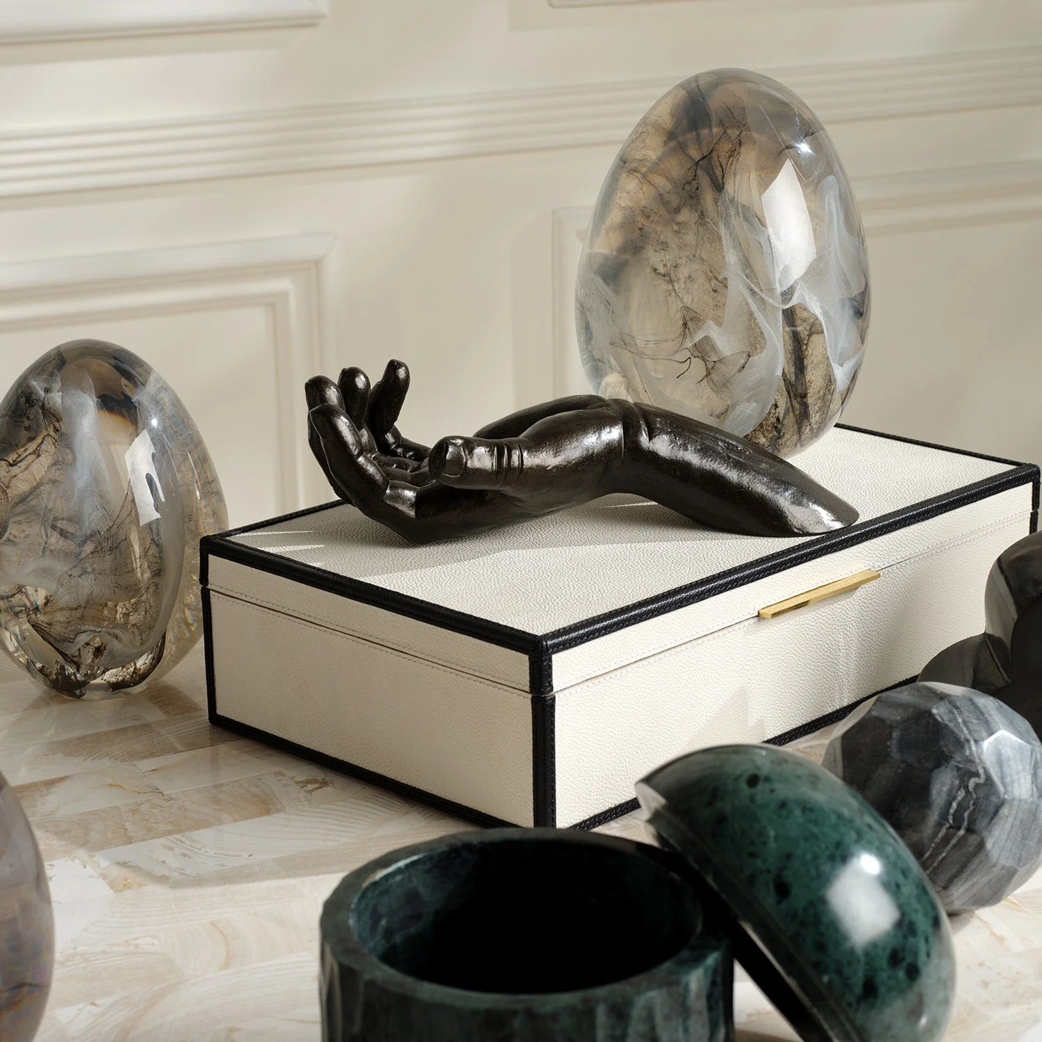 Harding Resin Egg Decor Objects - Set of 3 - Image 2