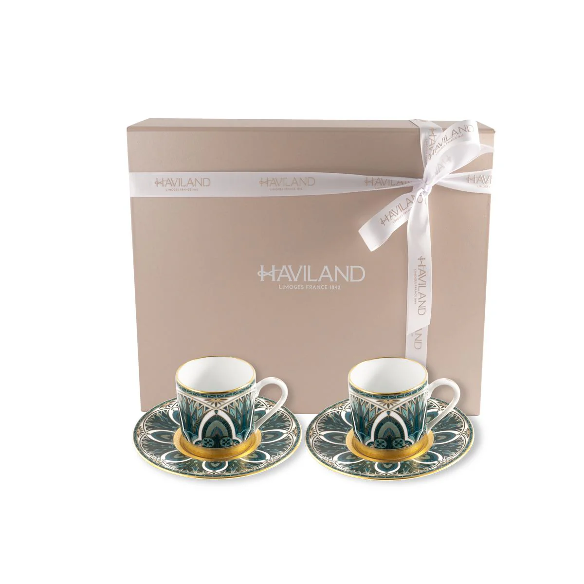 Haviland Reves Du Nil Coffee Cup and Saucer - Gold - Image 4