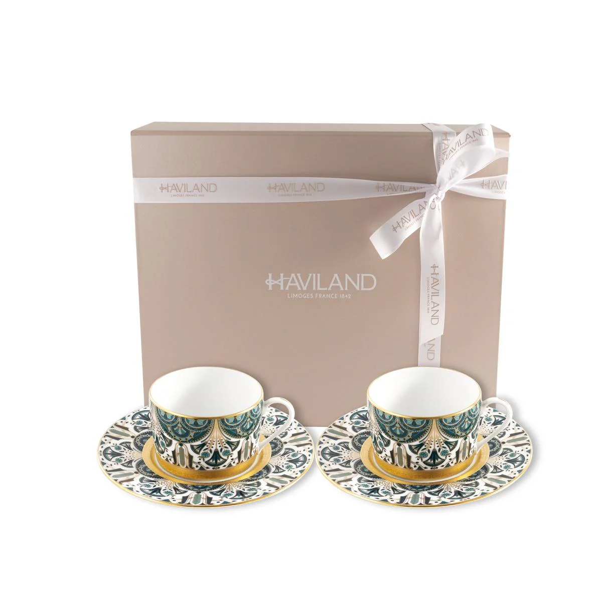 Haviland Reves Du Nil Teacup and Saucer - Gold - Image 4