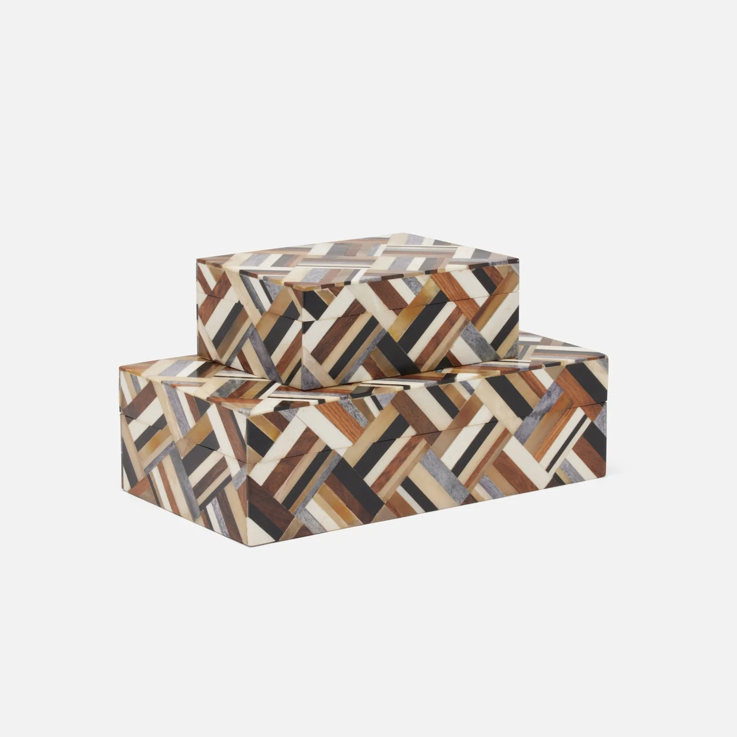 Hunter Wood and Horn Box - Set of 2 - Image 4