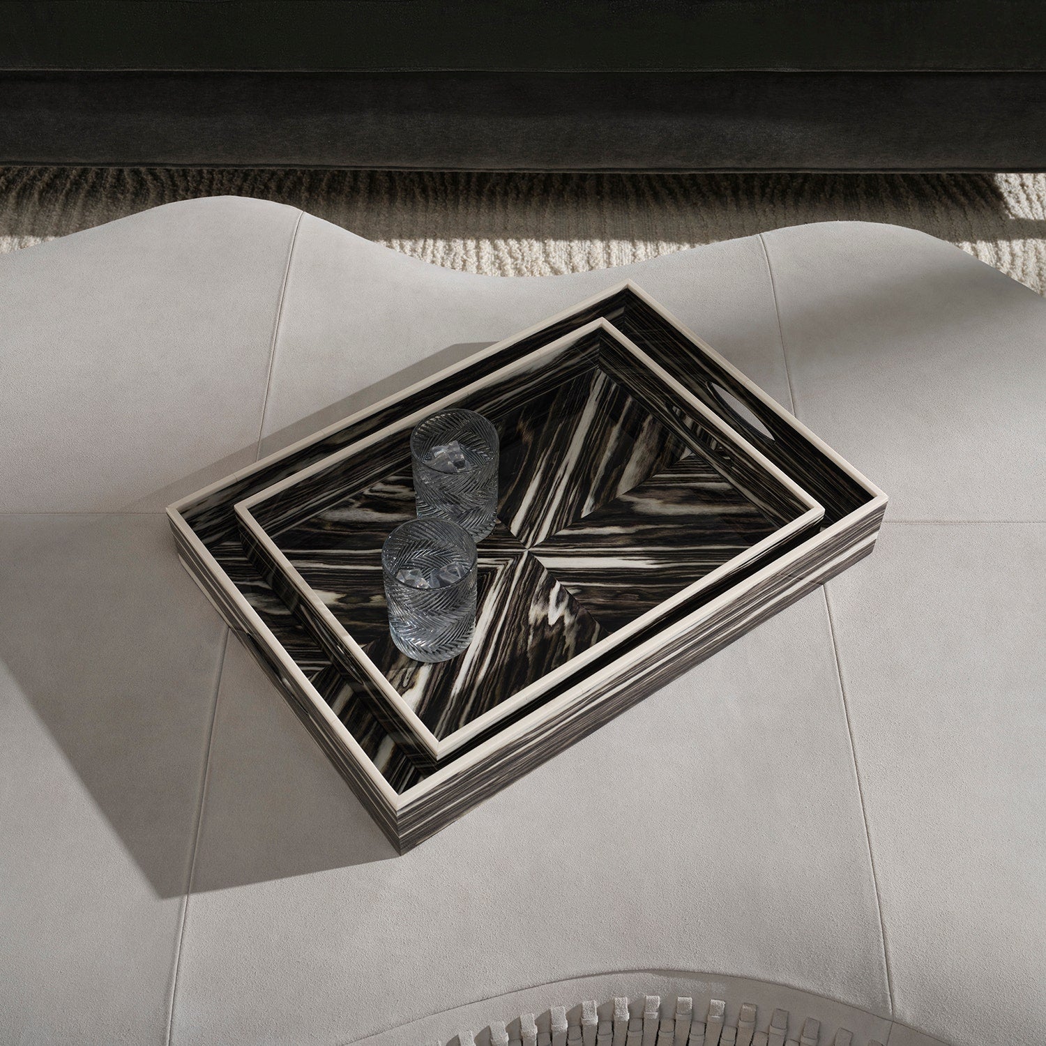 Ian Dual-Tone Veneer Tray - Set of 2 - Image 2