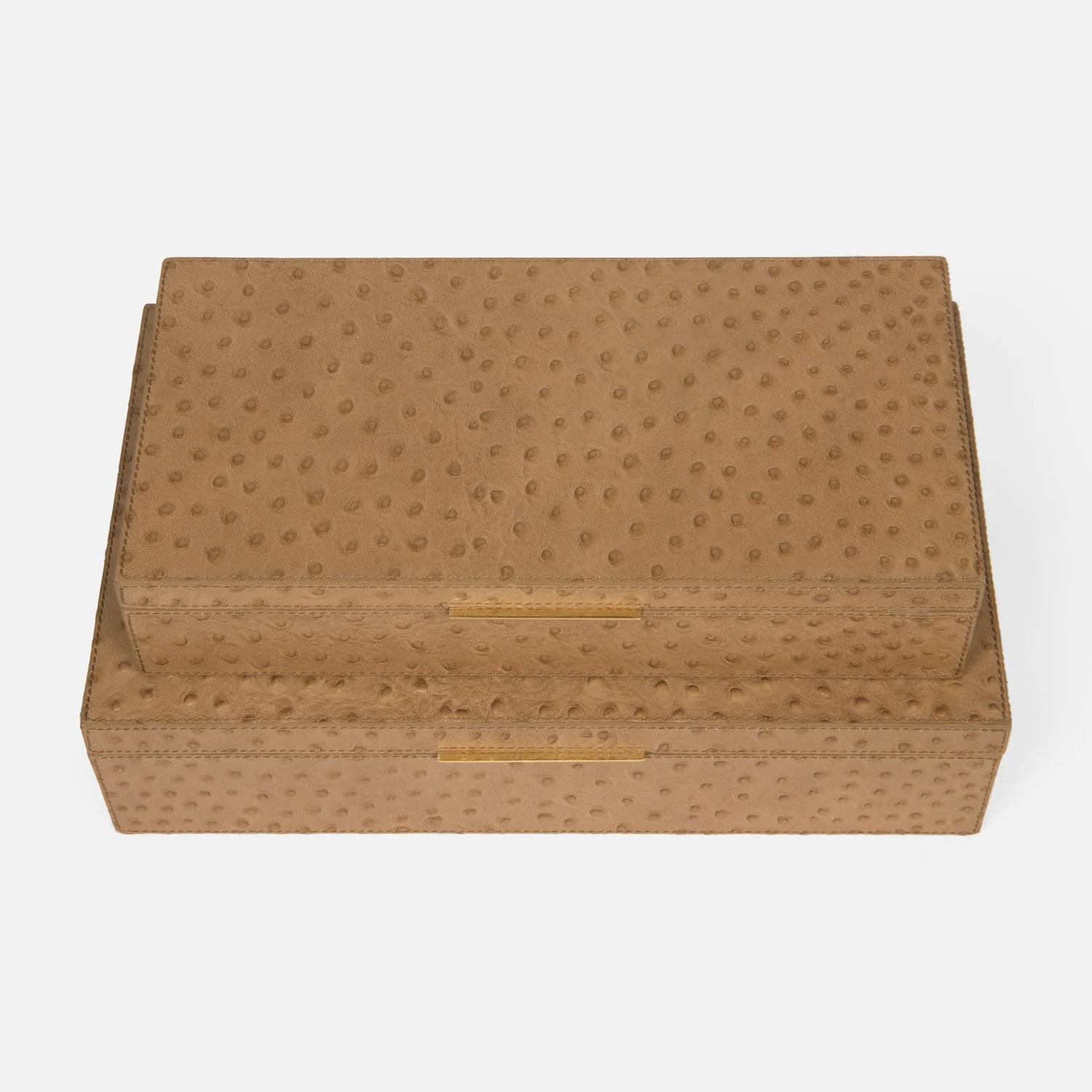 Imani Ostrich Embossed Leather Box - Set of 2 - Image 10