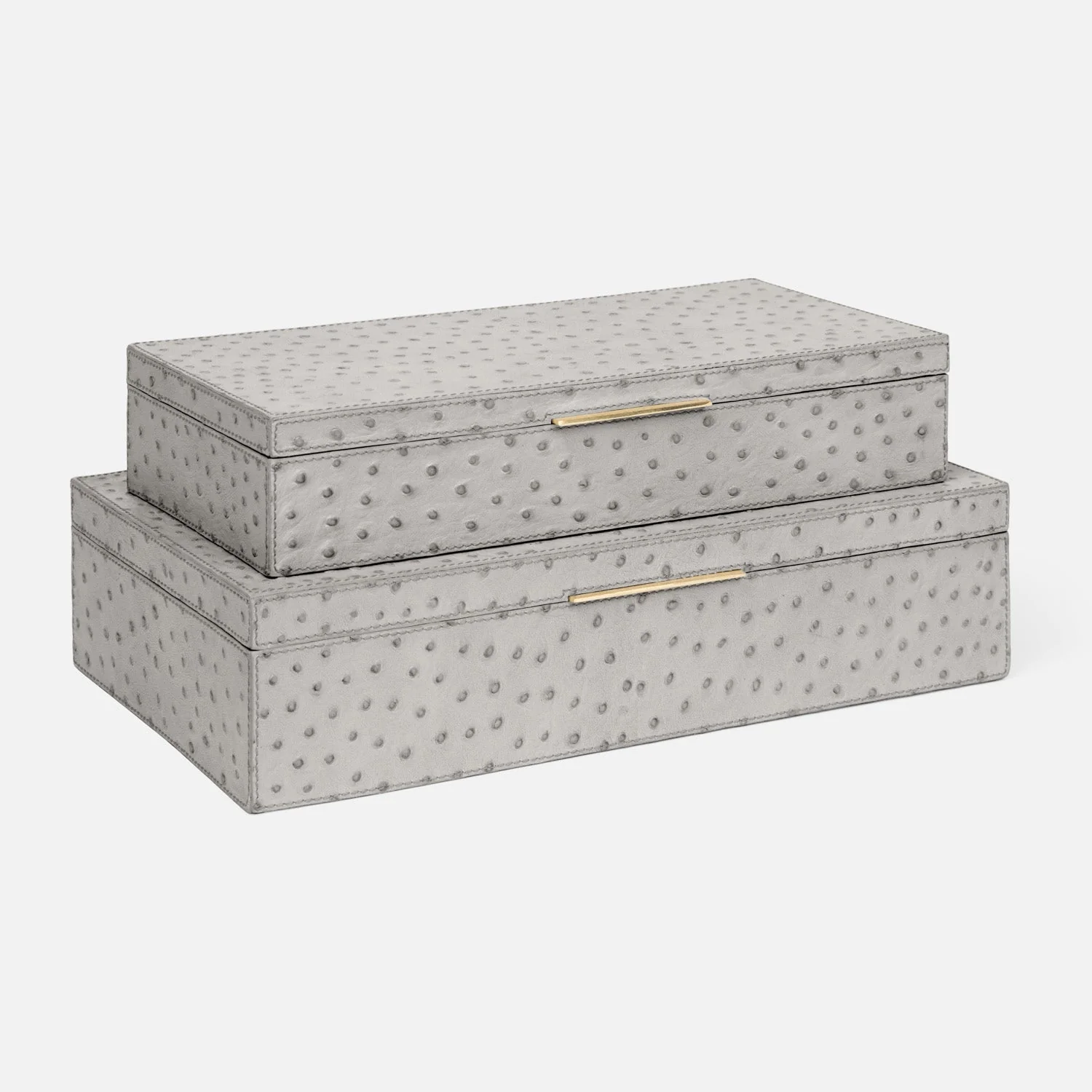 Imani Ostrich Embossed Leather Box - Set of 2 - Image 2