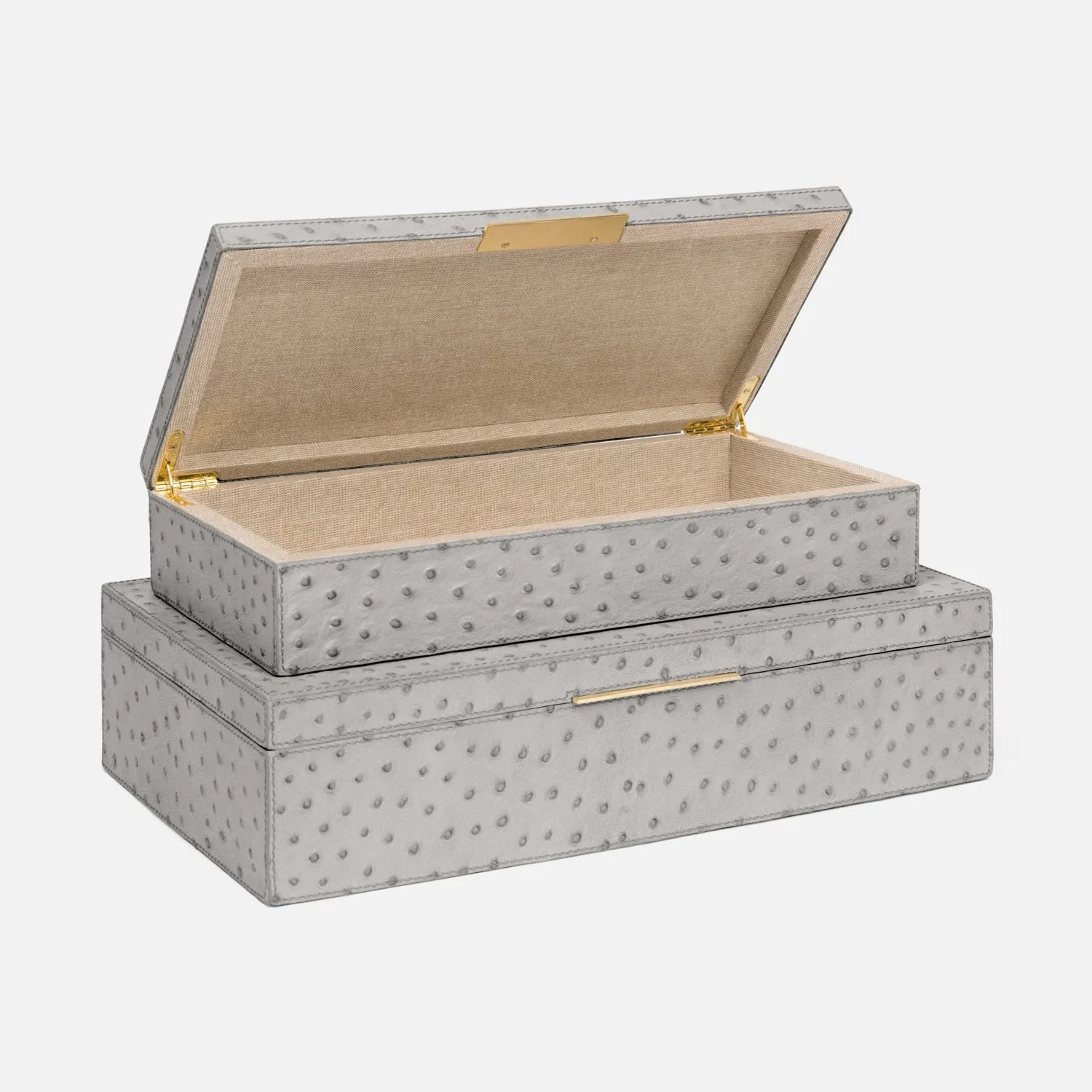 Imani Ostrich Embossed Leather Box - Set of 2 - Image 3