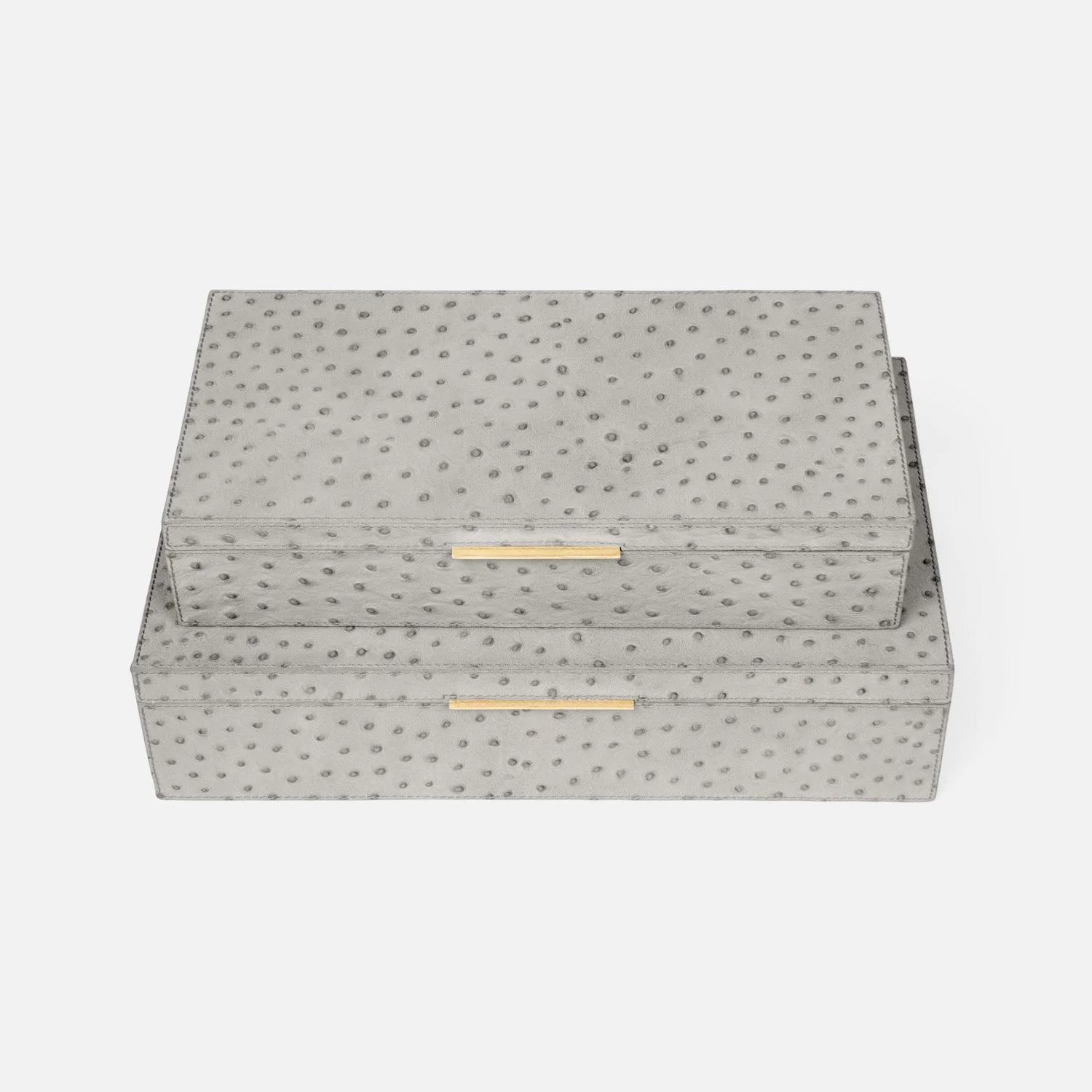 Imani Ostrich Embossed Leather Box - Set of 2 - Image 4